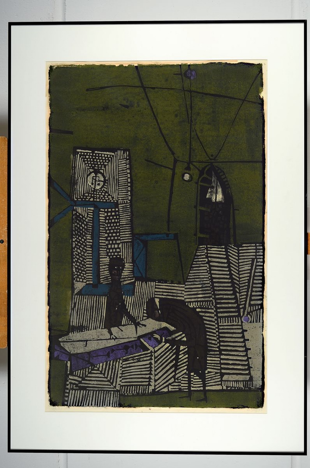 Detail k: Horst Janssen,1929-1995, "Beim Juwelier". Farbholzschnitt, 17/50, handsigniert, ca. 80 x 80 cm, unter Glas, Rahmen: 100 x 70 cm