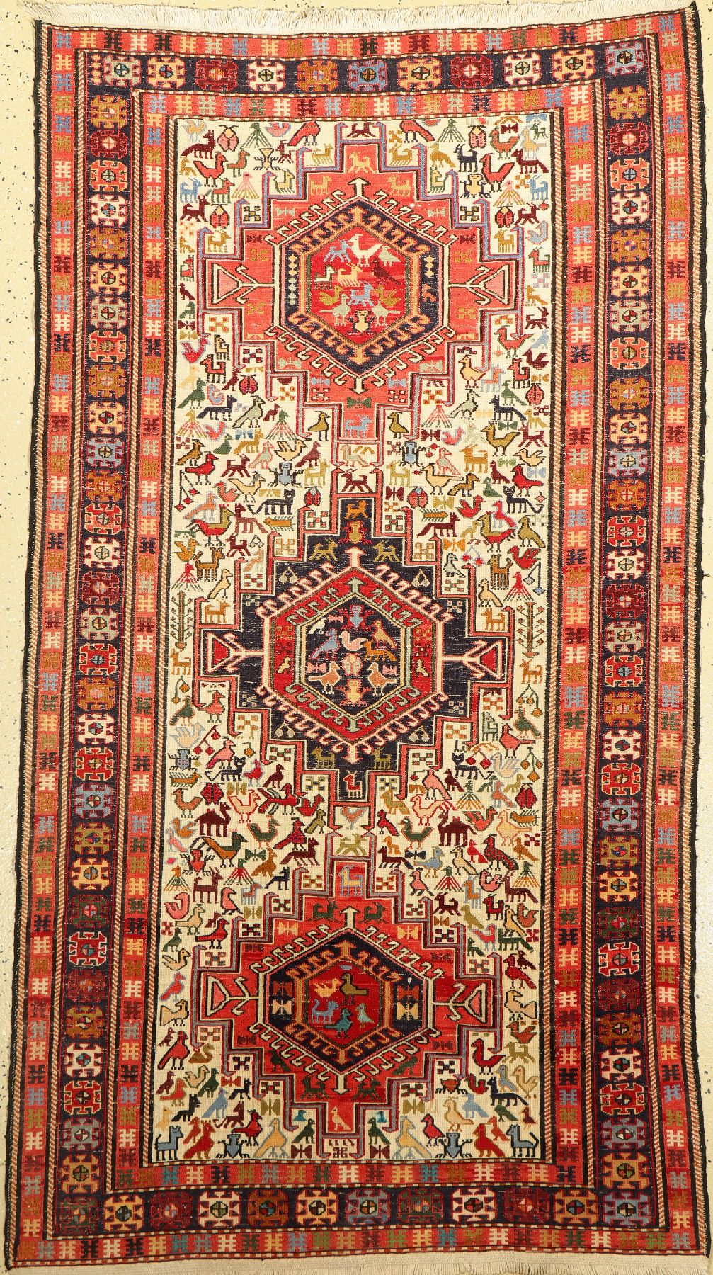 Seiden Sumakh, Persien, ca. 40 Jahre, Seidemit Baumwolle, ca. 197 x 113 cm, (fachkundig gereinigt), EHZ: 2