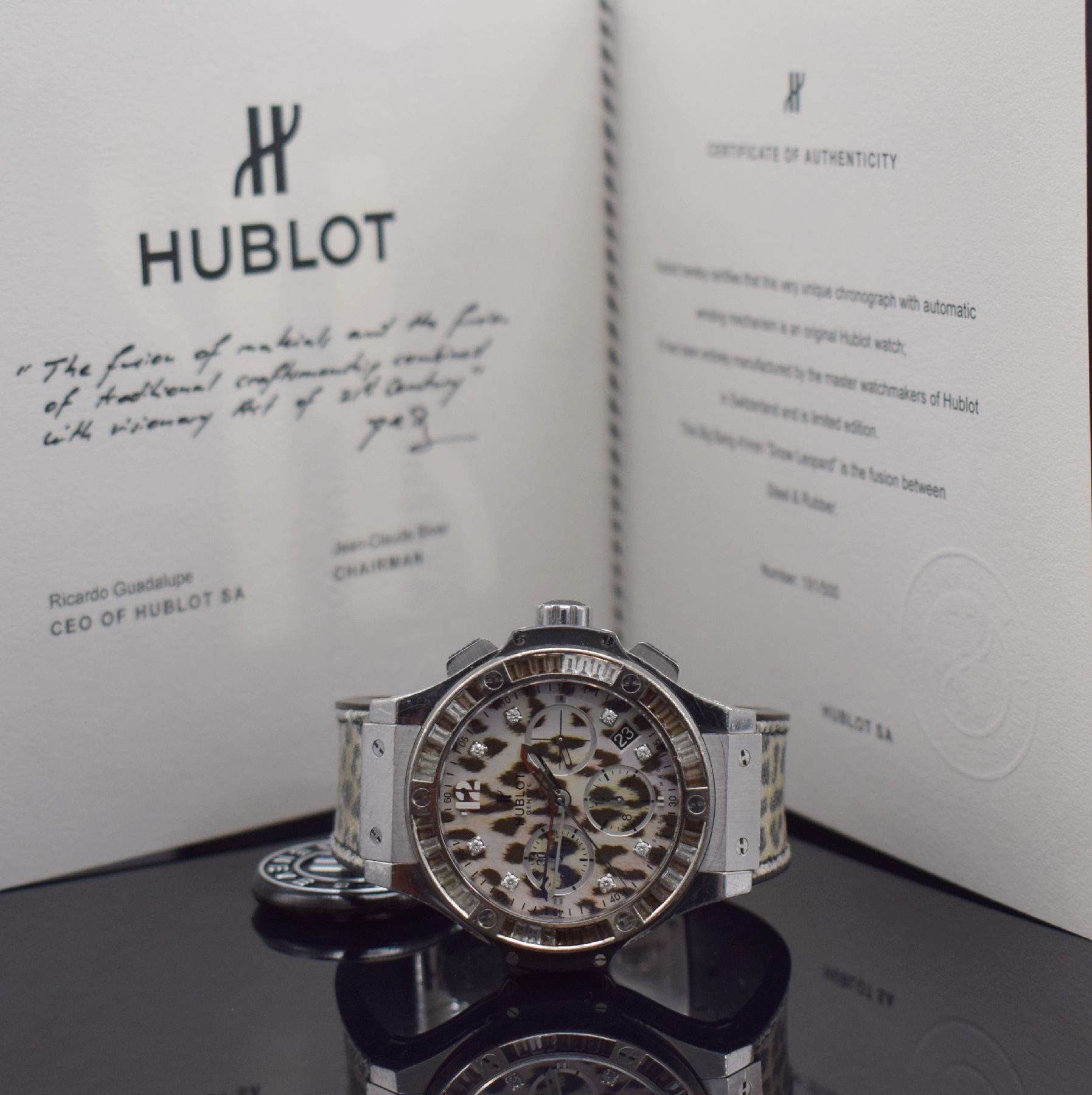 Detail h: HUBLOT seltener Armbandchronograph Snow Leopard Referenz 341.SX.7717.NR.1977, Automatik, auf 500 Stück limitiertes Sondermodell in Edelstahl inkl. ...