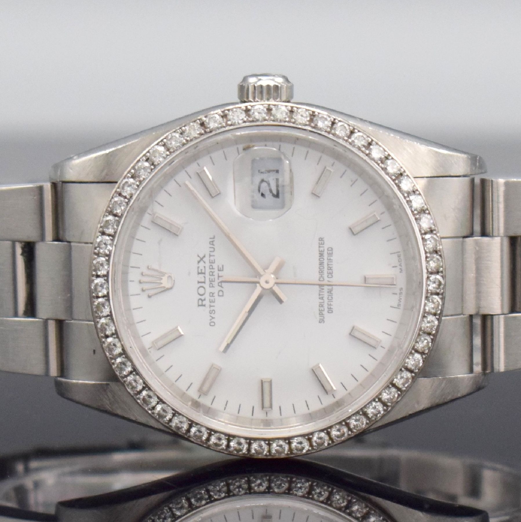 Detail a: ROLEX Armbanduhr Oyster Date Referenz 15210, Automatik, Schweiz um 1993, Chronometer der Superlative in Edelstahl, Lünette aufw. (auf Kundenwunsch ...