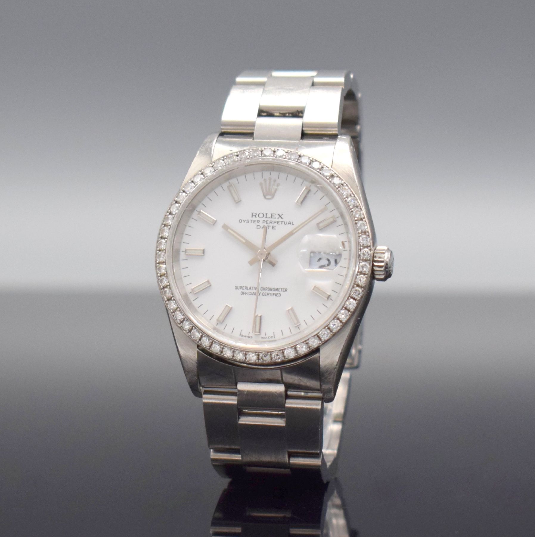 Detail b: ROLEX Armbanduhr Oyster Date Referenz 15210, Automatik, Schweiz um 1993, Chronometer der Superlative in Edelstahl, Lünette aufw. (auf Kundenwunsch ...