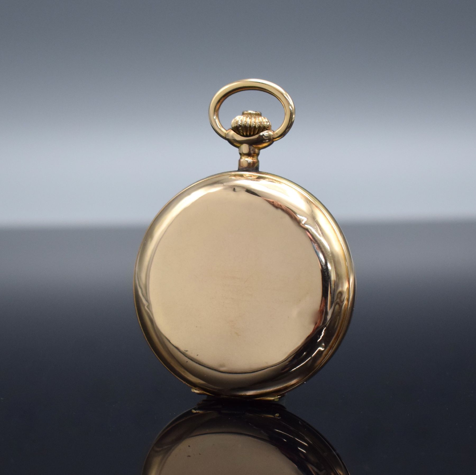 Detail b: SYSTEME GLASHÜTTE Savonette in RoseG 585/000, Schweiz um 1900, 2-Deckel Goldgeh.,Emailzifferbl. m. röm. Zahlen, gold. Zeiger, 3/4-plat. Ankerwerk ...