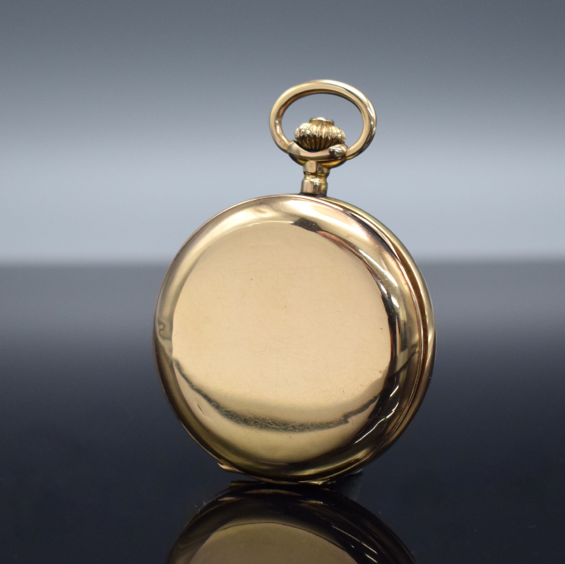 Detail c: SYSTEME GLASHÜTTE Savonette in RoseG 585/000, Schweiz um 1900, 2-Deckel Goldgeh.,Emailzifferbl. m. röm. Zahlen, gold. Zeiger, 3/4-plat. Ankerwerk ...