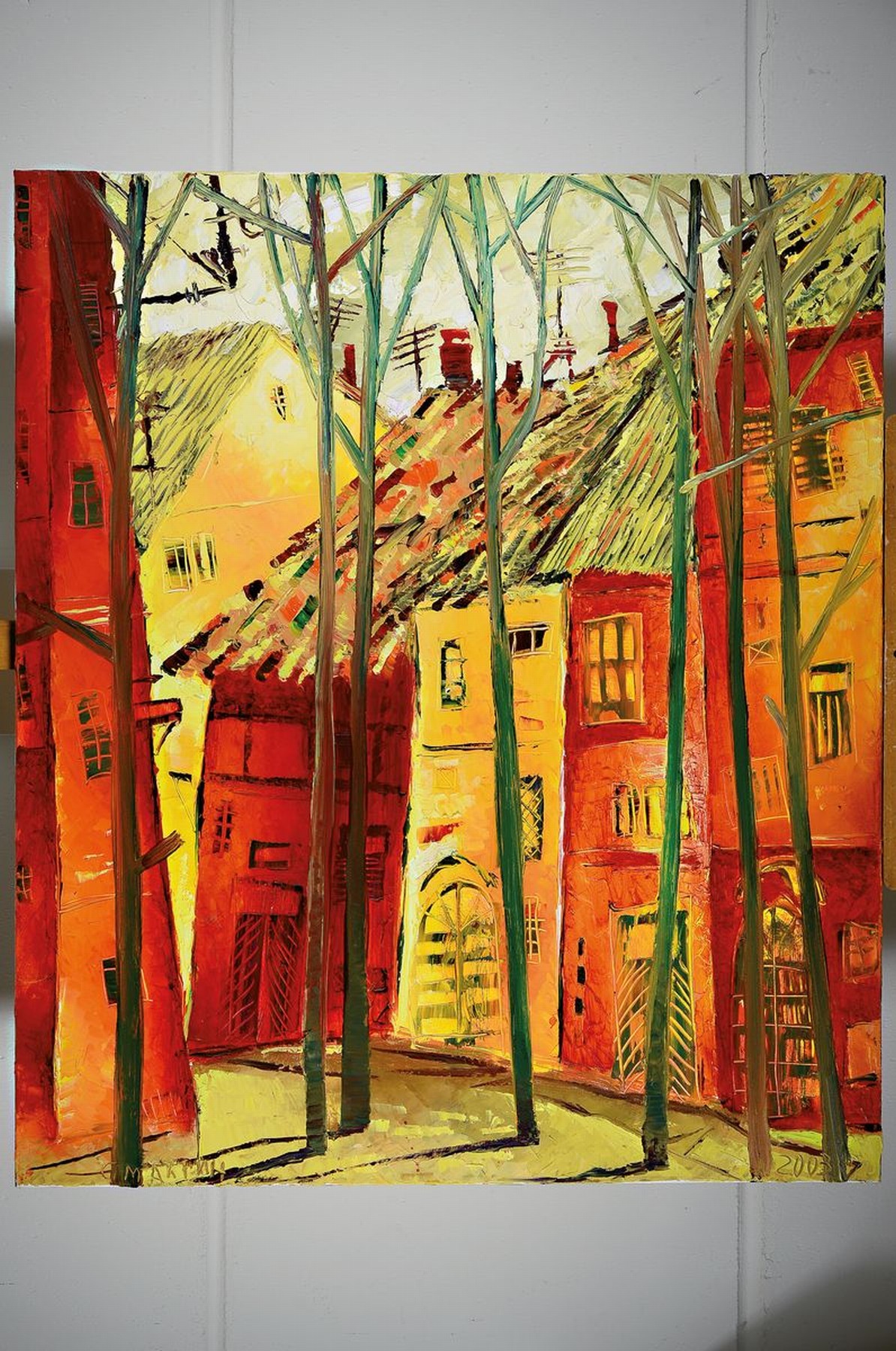 Detail k: Vladimir Smahtin, geb, 1955 Moskau, Studium an der Akademie Moskau, zahlreiche intern. Ausstellungen, hier: Häuser, Öl/Lwd, signiert, dat. 2003, ...
