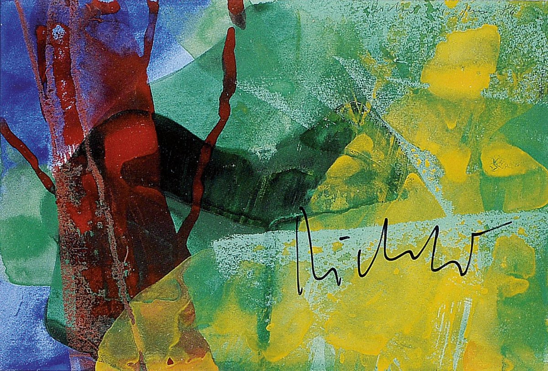 Gerhard Richter, geb. 1932, Postkartenmultiple, Farboffset, handsigniert, unter Glas gerahmt, R. Gesamt ca. 35x45 cm