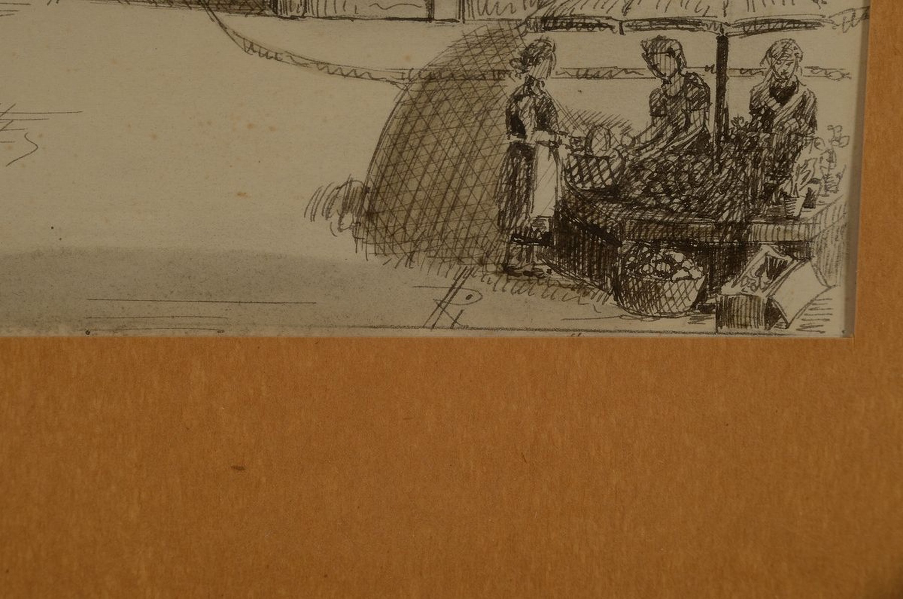 Detail a: wohl Niederländischer Maler, um 1900, Fischer an der Küste, Öl/Lwd, unsigniert, ältere Restauration, ca. 75 x 110 cm, Prunkrahmen