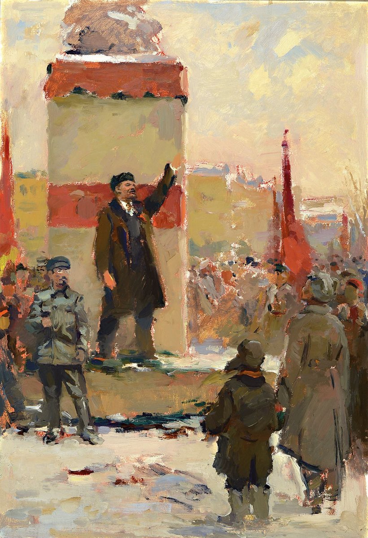 Evsei Isaakovich Reshin, 1916-1978, Lenin, Öl/Malkarton, rückseitig bezeichnet, dat. 1969, Rahmen, ca. 60x55 cm