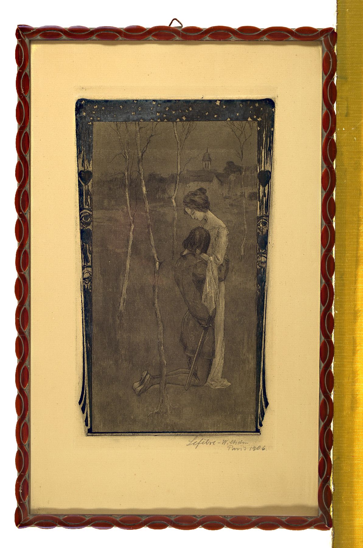 Detail a: Wilhelm Lefebre, 1873 Frankfurt - 1974 Meran, Studium an der Düsseldorfer Akademie, drei Grafiken: Radierung Minotaurus mit Frauenakt, 17 x 22 cm , ...