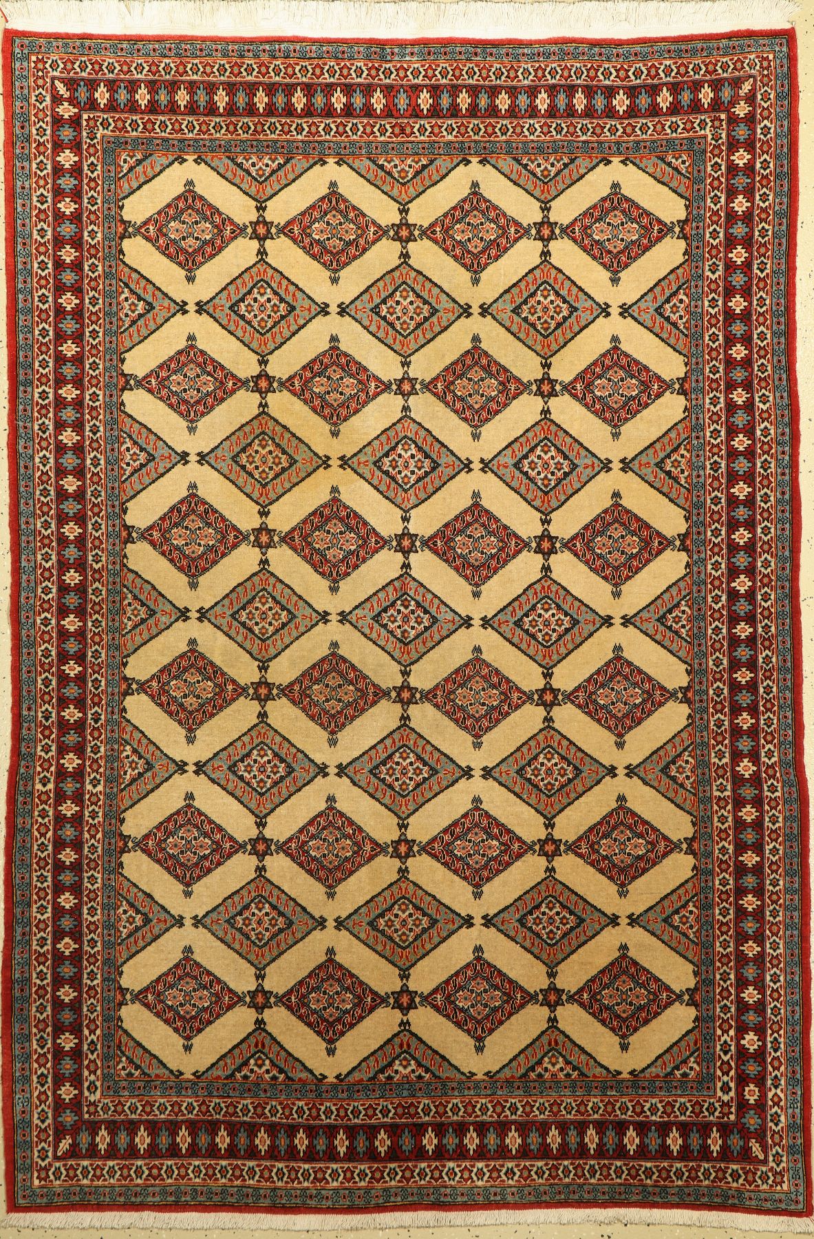 Ghom Kork, Persien, ca. 60 Jahre, Korkwolle, ca. 203 x 140 cm, EHZ: 2-3, (gereinigt)
