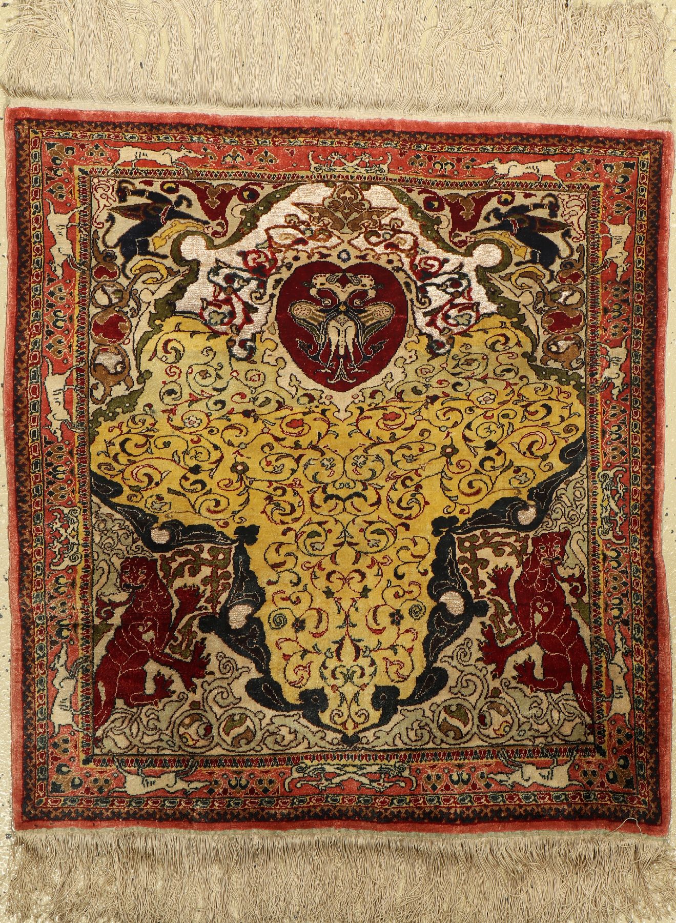 Istanbul Seide fein, Türkei, um 1930, reineNaturseide, ca. 80 x 74 cm, ca. 1,0 Mio. Kn/qm,EHZ: 2