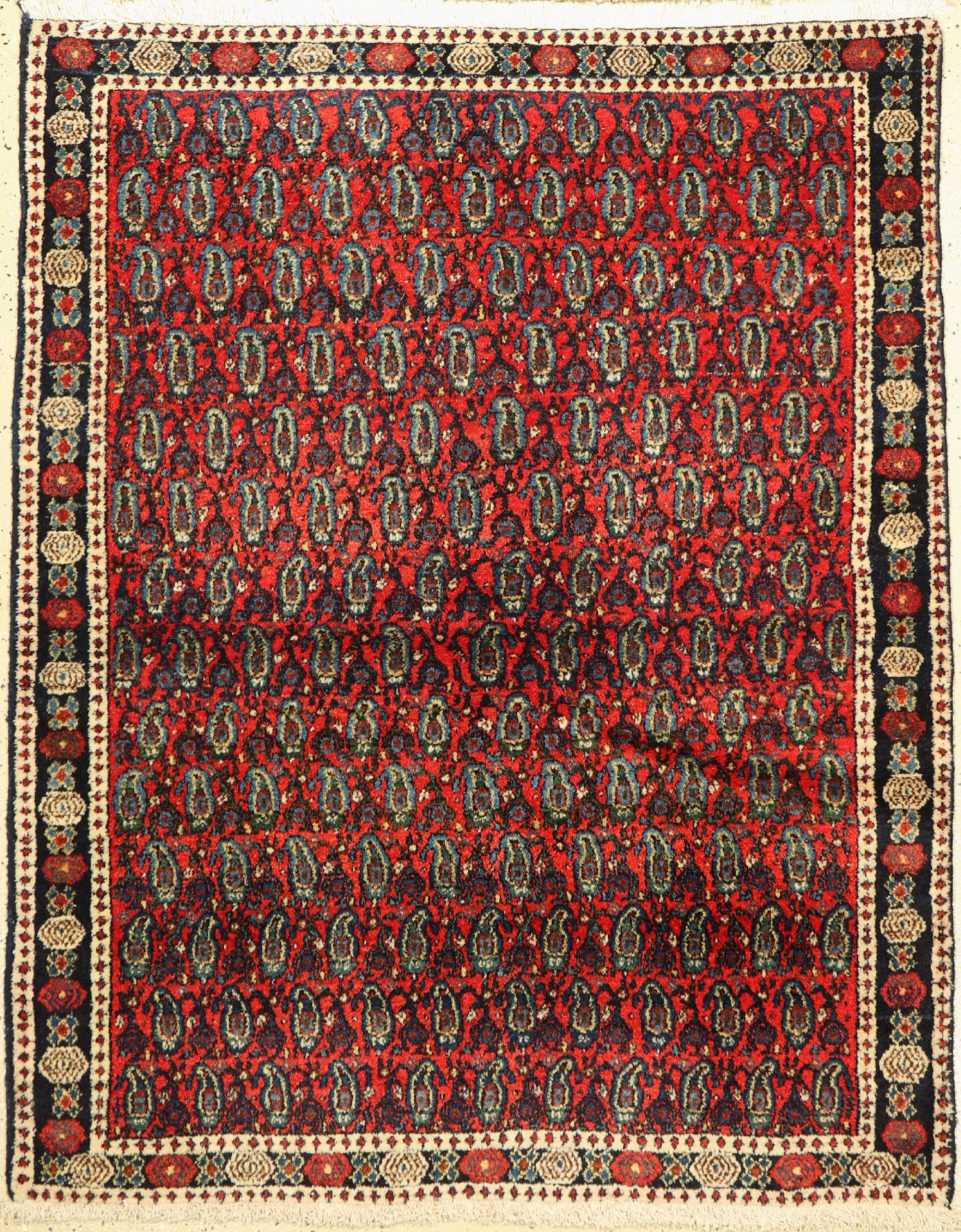 Senneh alt, Persien, um 1940, Wolle auf Baumwolle, ca. 145 x 117 cm, (gereinigt), EHZ:2-3