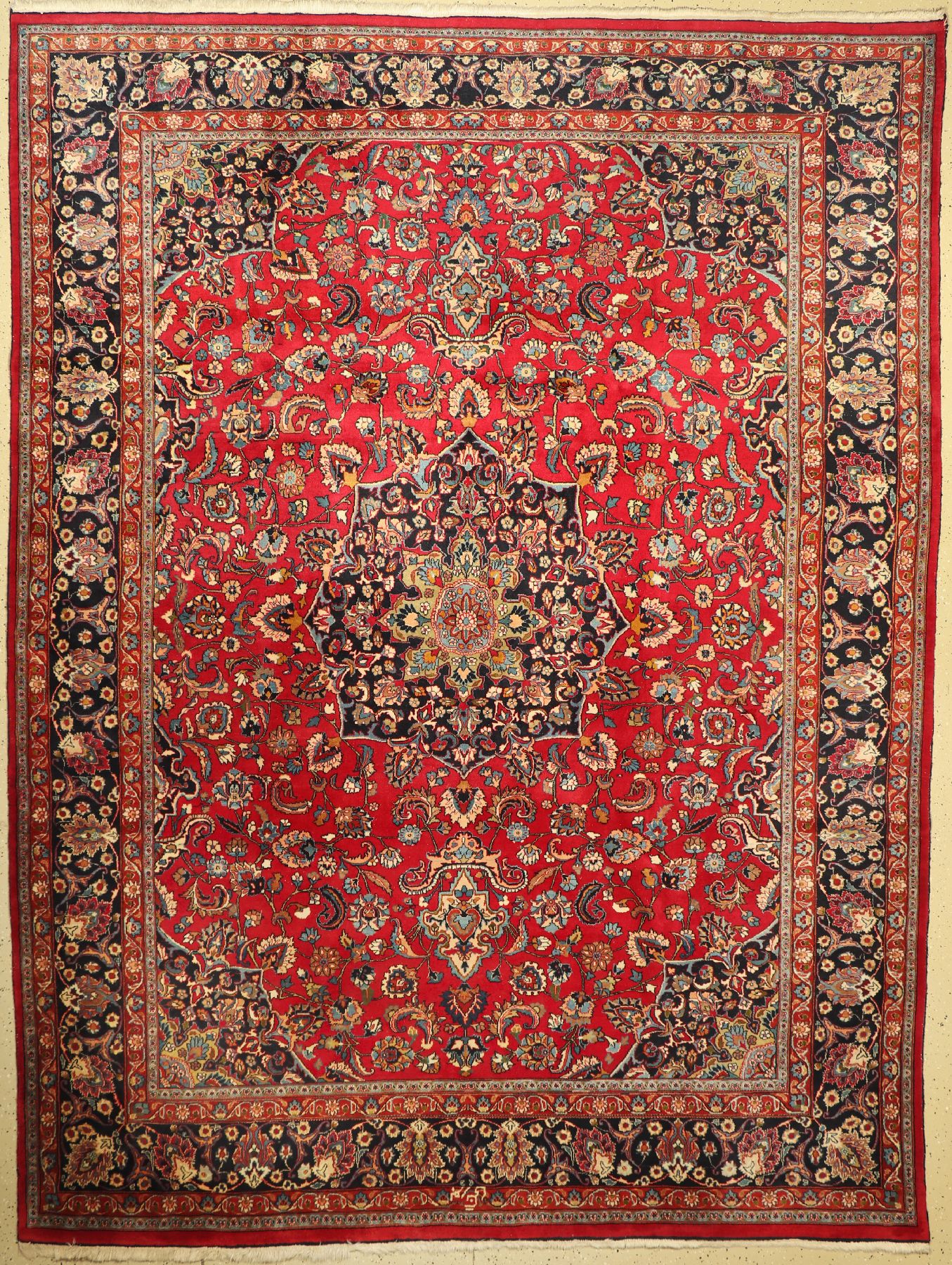 Mesched alt Signiert, (Pur Rang),Persien, ca. 50 Jahre, Wolle auf Baumwolle, ca. 330 x 243 cm, EHZ: 2-3
