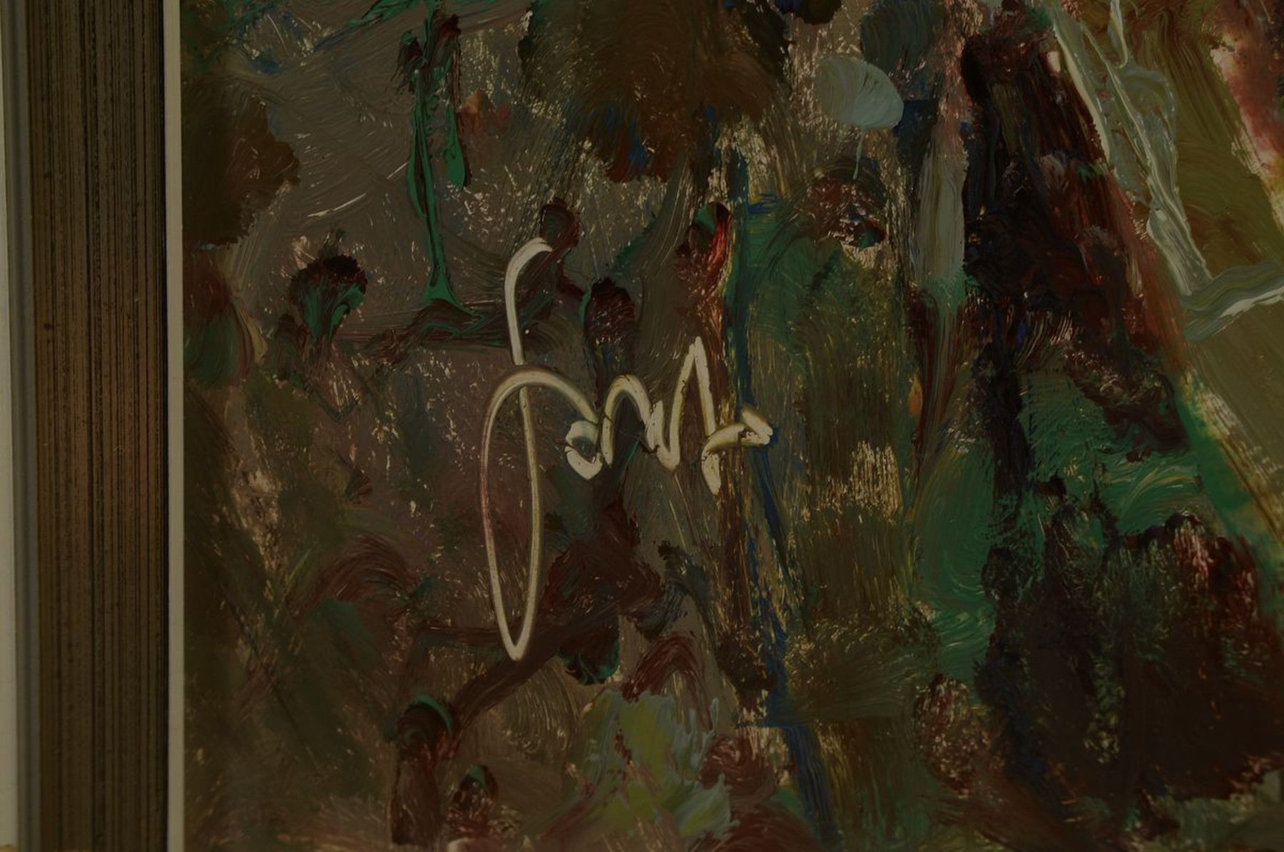 Detail a: Karl Graf, 1902-1986 Speyer, Winzer mit Ochsenfuhrwerk vor einem Dorf in der Pfalz, Öl/Hartfaser, links unten signiert, ca. 100x100cm