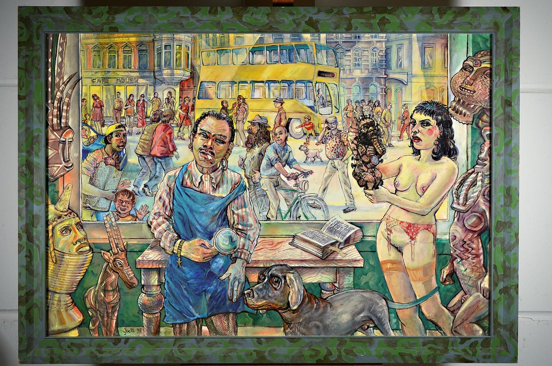 Detail k: Helmut Goettl, geb. 1943, Afrika in Berlin (2. Fassung) 1997, Öl/ Malkarton, links unten signiert, ca. 76x110cm, R. ca. 86x 121cm