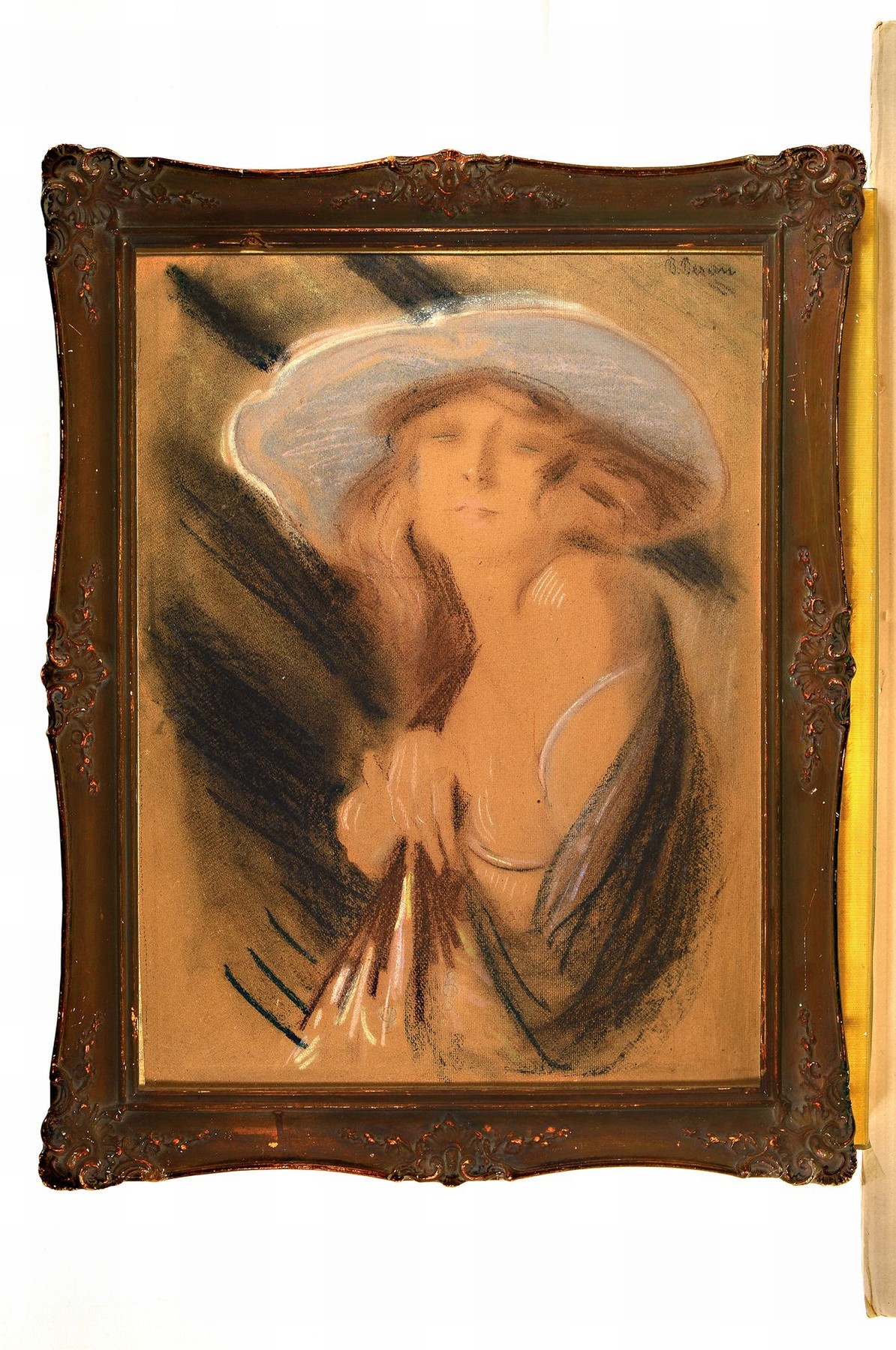 Detail k: Bruno Beran, 1888 Brünn-1979 Palma de Mallorca, Porträt einer Frau mit Hut, Pastell auf Papier, rechts oben signiert, eine ähnliche Fassung dieses ...
