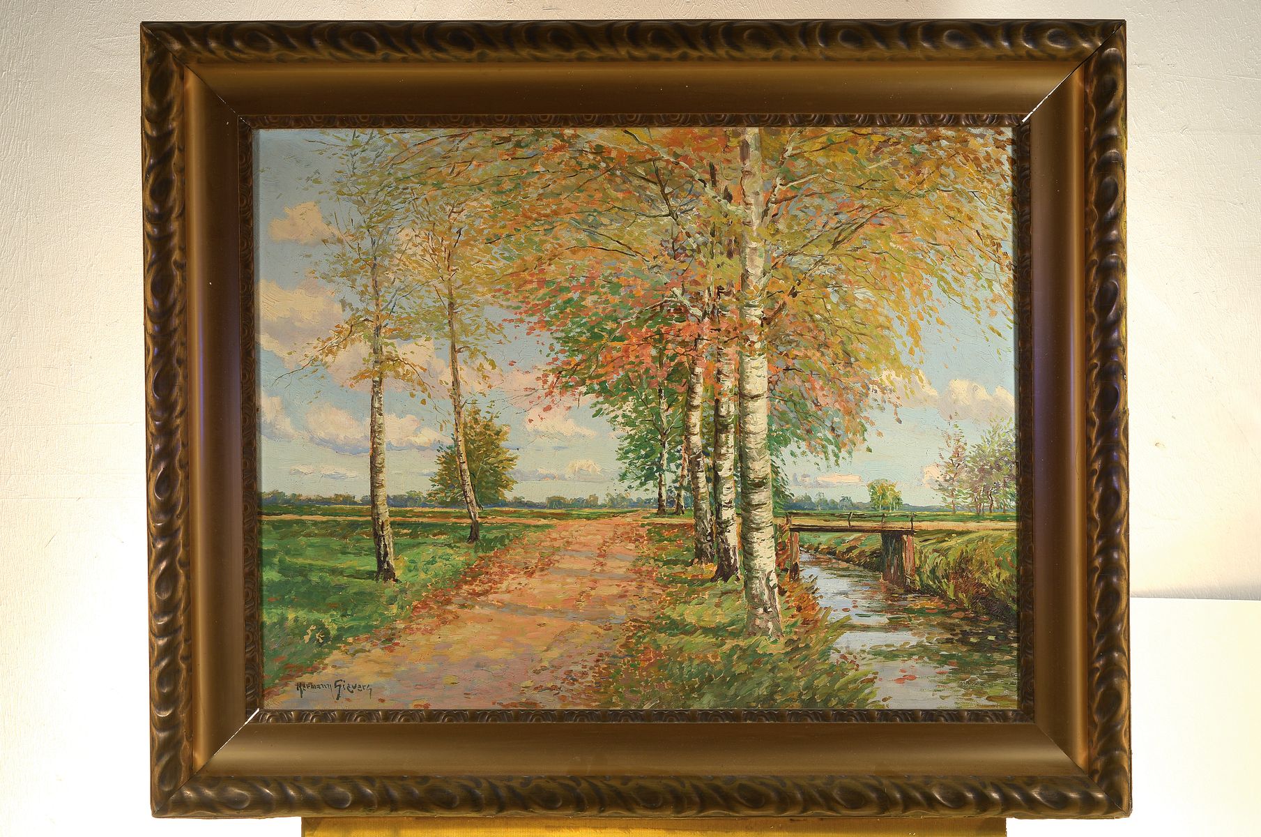 Detail k: Hermann Sievers, 1884 Altona-1956 Neuenkirchen, Herbst im Moor, Öl/Lwd, links unten signiert, rückseitig betitelt, ca. 65x85cm, R. ca. 86x107cm, ...