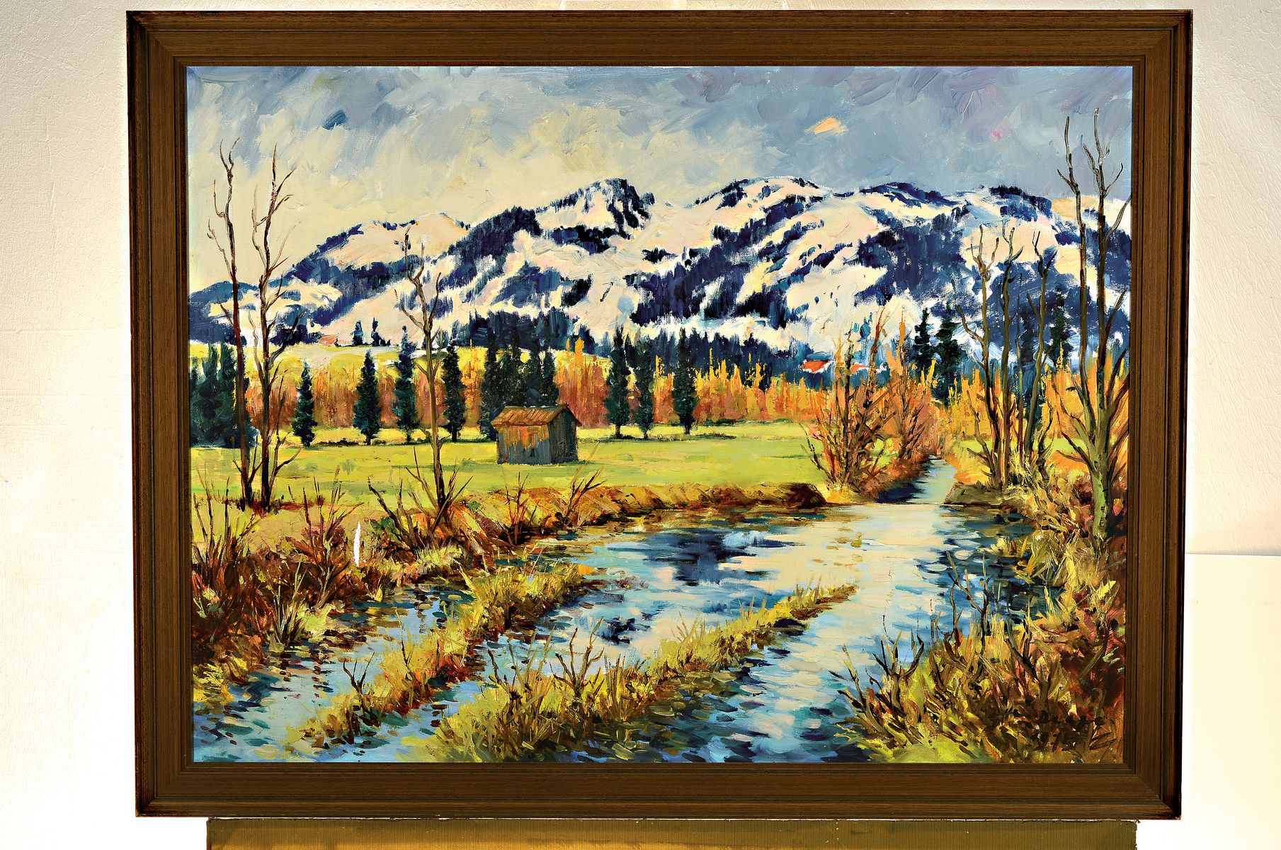 Detail k: Heiner Deege, 1920-2007 Haßloch, Im Tal der Iller bei Oberstdorf, rückseitig so betitelt, Öl/Lwd, kleiner Lwd-Schaden links, rechts unten ...