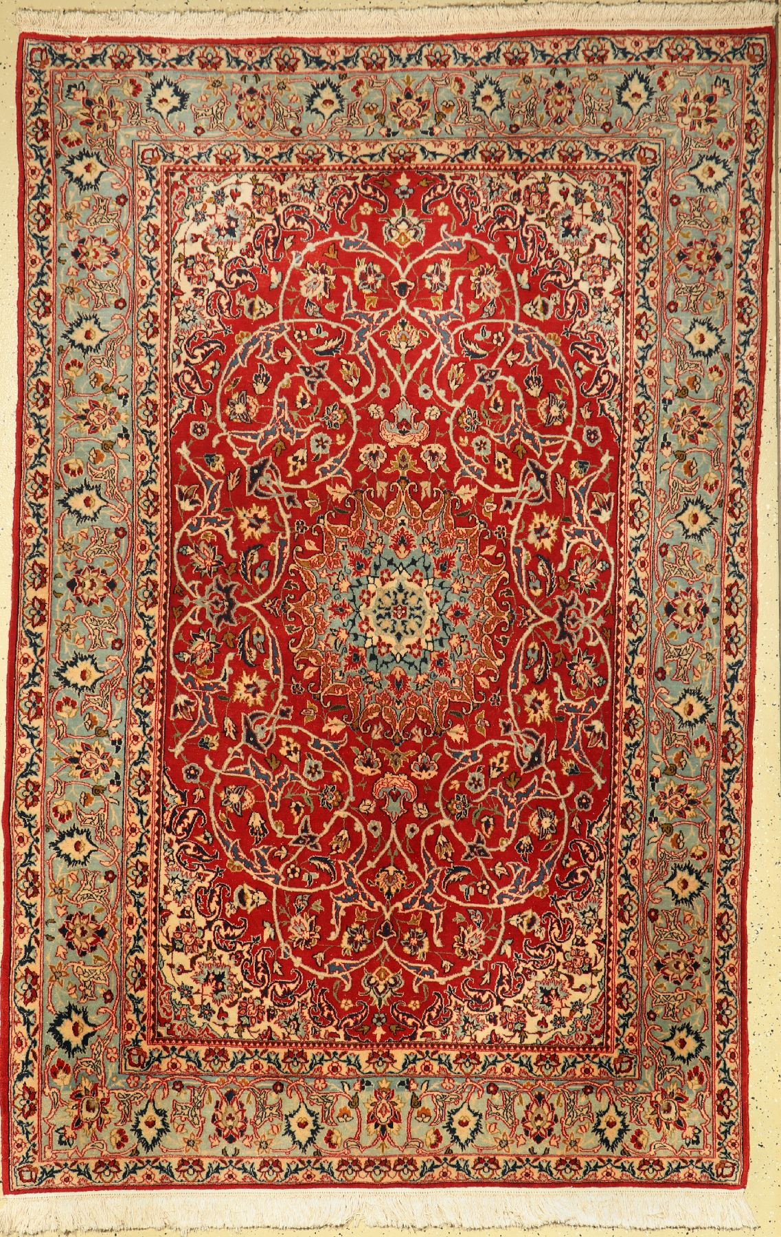 Esfahan fein, Persien, um 1940, Korkwolle auf Baumwolle, ca. 230 x 148 cm, EHZ: 2, (gereinigt)