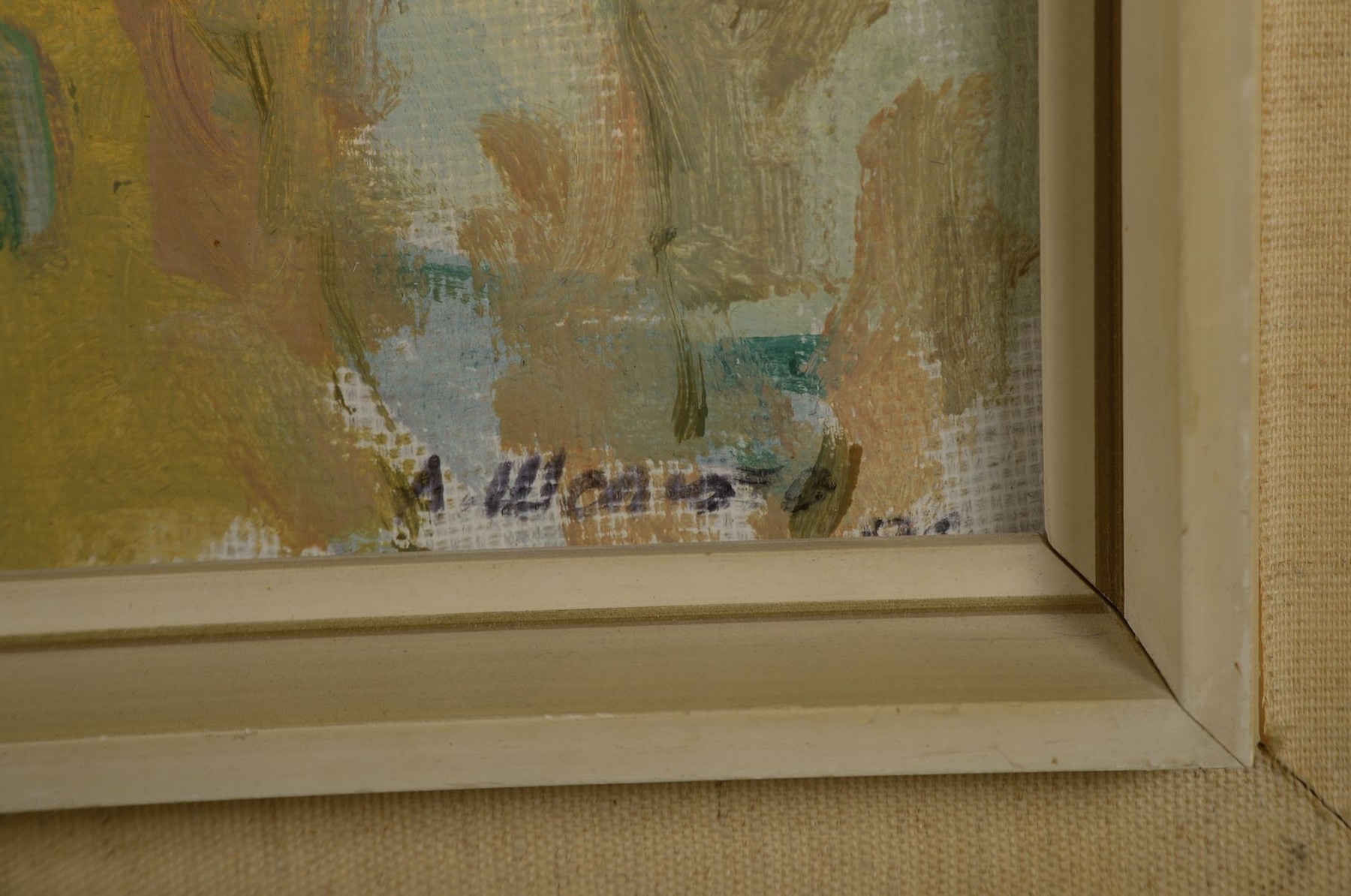 Detail a: Andrej Scheluto (Anreevich Shelyuto), 1906 - 1984, Odessa-Hafen im Winter, Öl/Lwd, re. unten bezeichnet, rückseitig auf Leinwand bezeichnet und ...