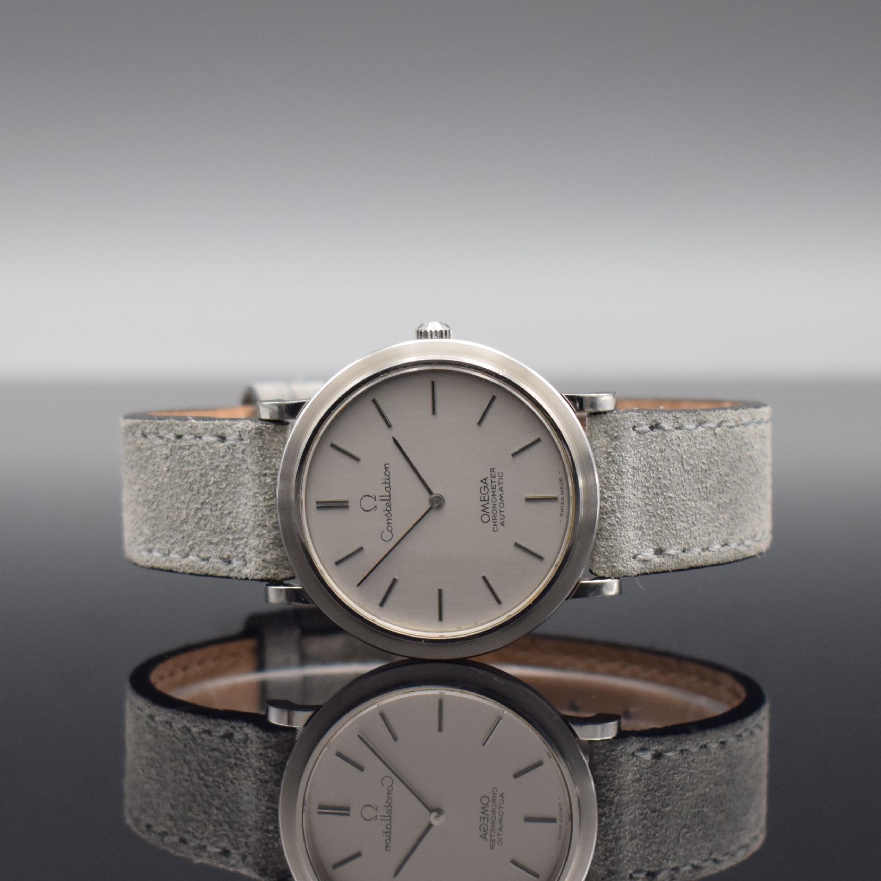 OMEGA Constellation Chronometer Herrenarmbanduhr in Edelstahl, Schweiz um 1974, Automatik, Ref. 157.0001, 3-teil. Geh., Boden & Glasrand aufgedr., ...