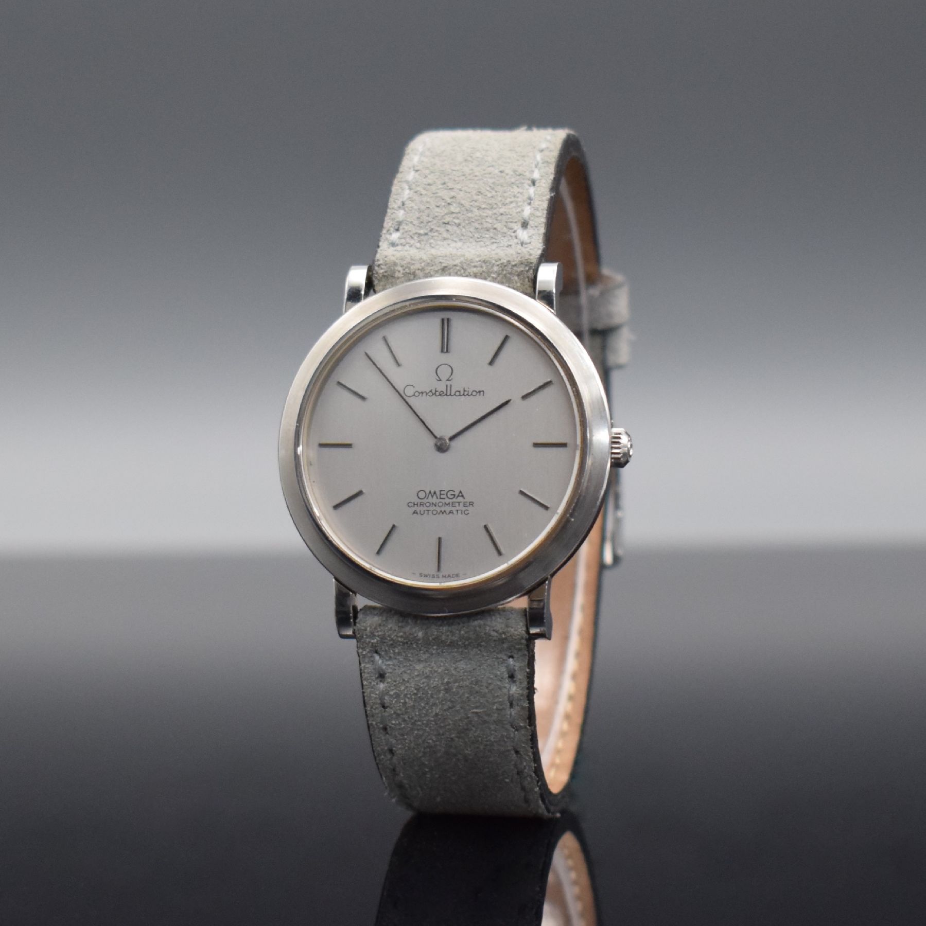 Detail b: OMEGA Constellation Chronometer Herrenarmbanduhr in Edelstahl, Schweiz um 1974, Automatik, Ref. 157.0001, 3-teil. Geh., Boden & Glasrand aufgedr., ...
