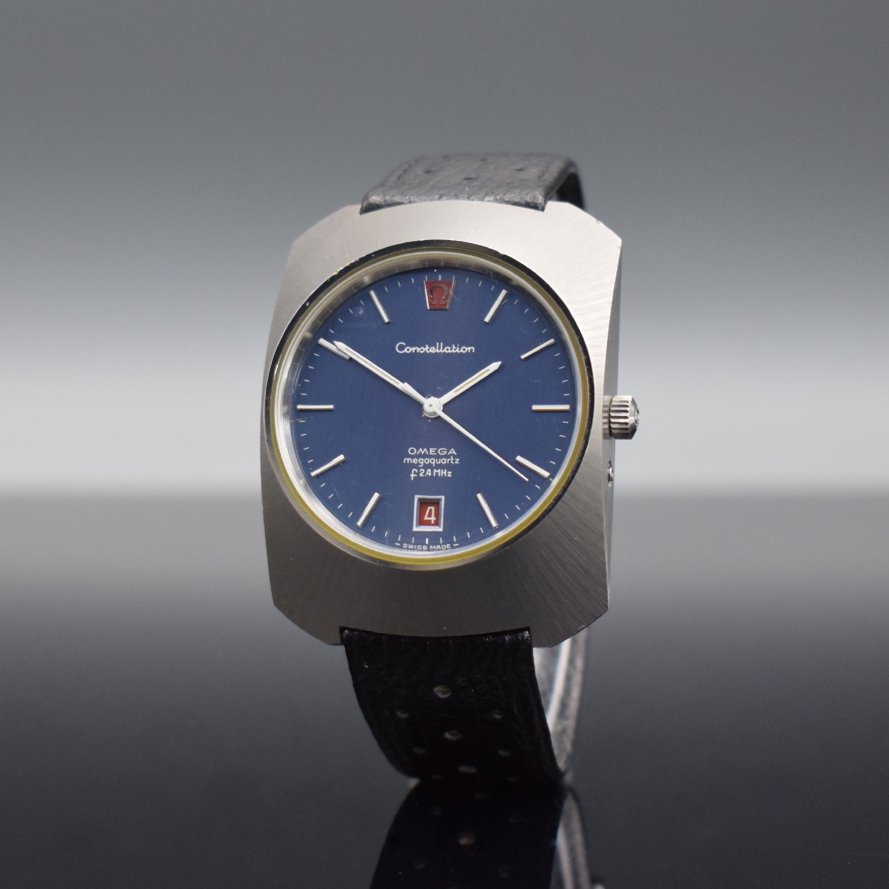 Detail b: OMEGA Constellation Megaquartz PROTOTYP Nr. 3803 sehr seltene Herrenarmbanduhr in Stahl, Schweiz um 1971, Quarz 2,4 MHz, schweres 2- tlg. Geh., Boden ...