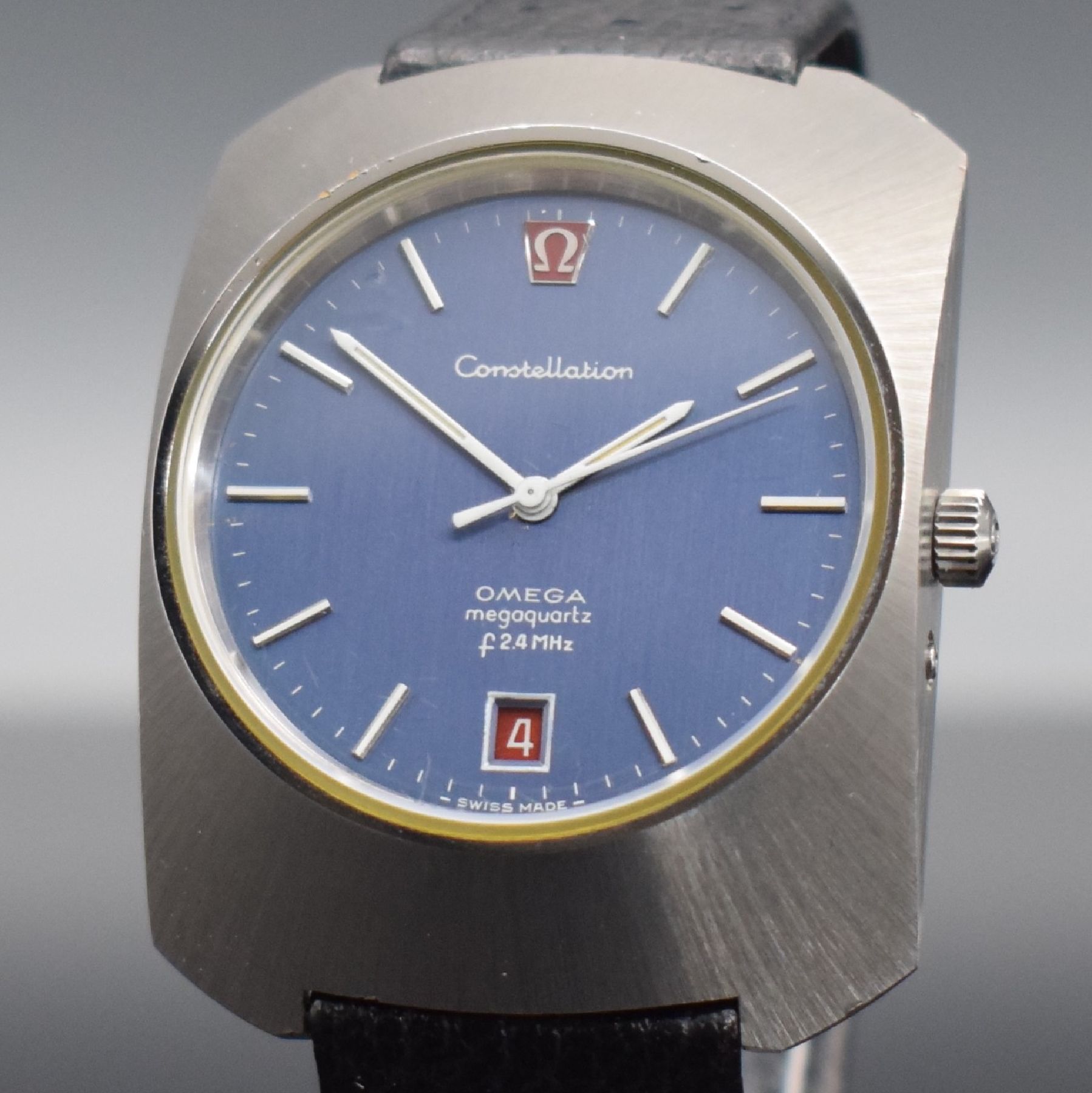 Detail c: OMEGA Constellation Megaquartz PROTOTYP Nr. 3803 sehr seltene Herrenarmbanduhr in Stahl, Schweiz um 1971, Quarz 2,4 MHz, schweres 2- tlg. Geh., Boden ...