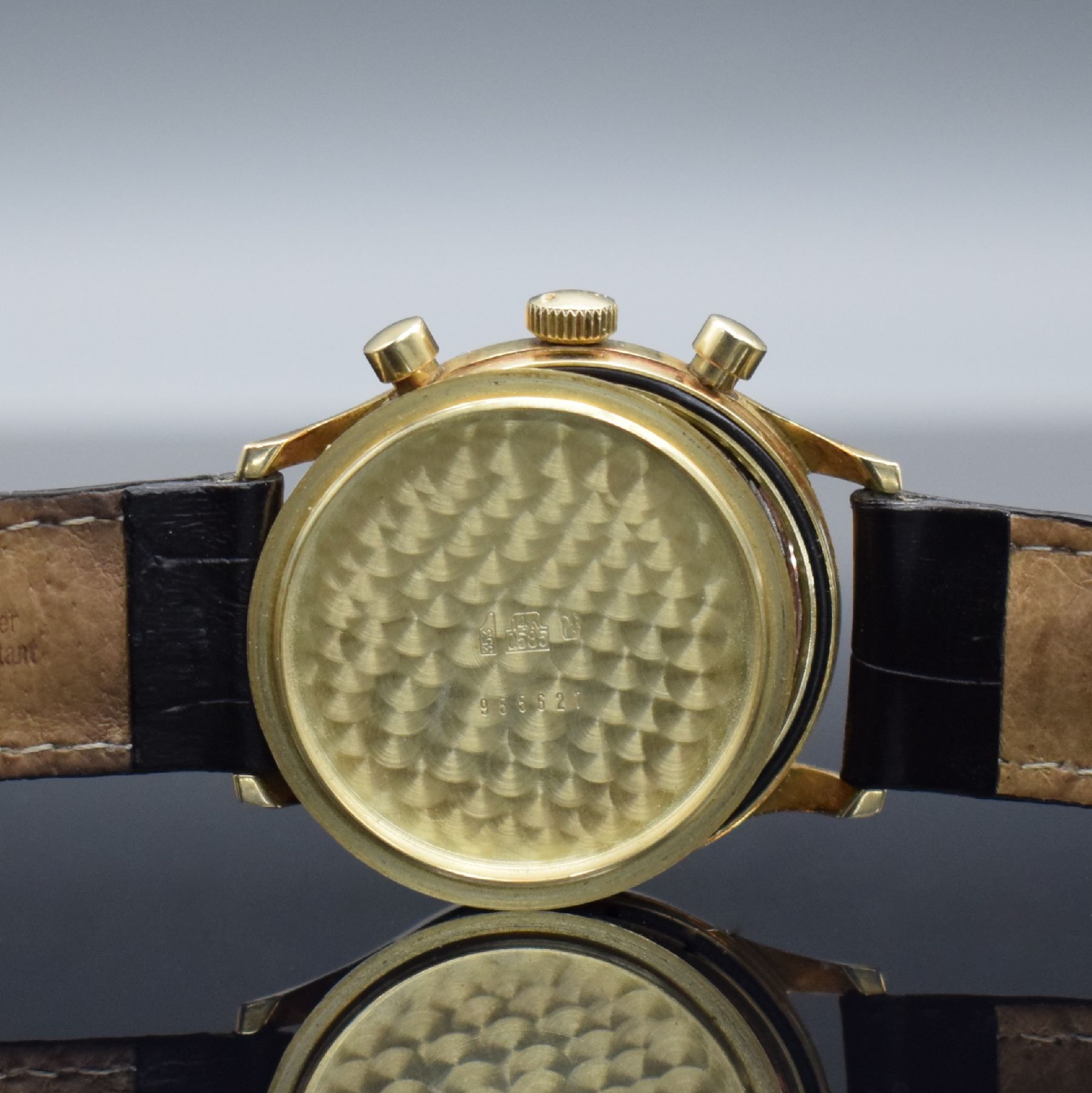 Detail g: GALLET Yachting-Chronograph im verschraubtem GG 585/000 Gehäuse mit Kal. Excelsior Park 4- 68, Schweiz um 1960, 2-teil. Geh., silb. Zifferbl. m. ...