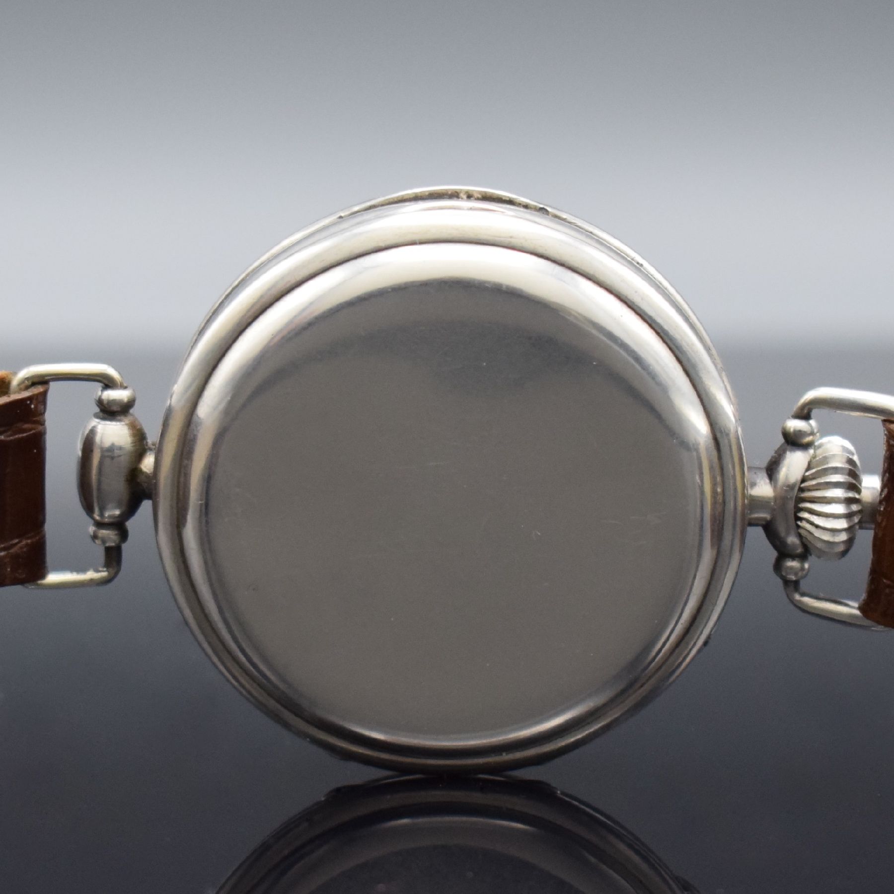 Detail d: Hy MOSER & Co. seltener früher großer Herrenchronograph in Silber, Schweiz um 1915, Handaufzug, glattes Scharniergeh., Glasrand aufgedr., bewegl. ...