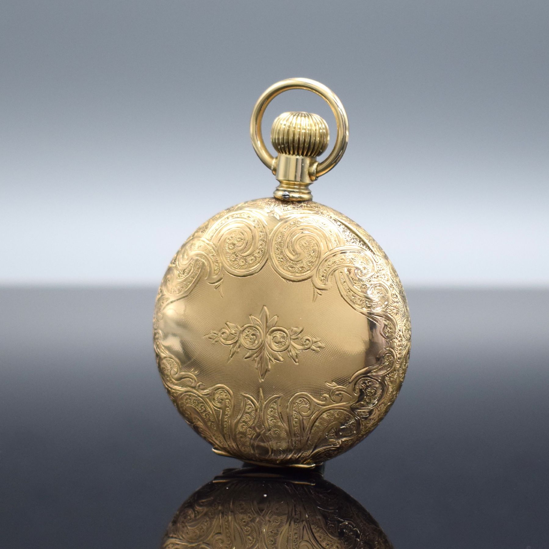 Detail c: LONGINES / Sweningsen Kal. 21.59 schwere seltene Herrensavonette in GG 585/000, Schweiz/USA um 1880, vollgrav. 3-Deckel Goldgeh., 2-teil. ...