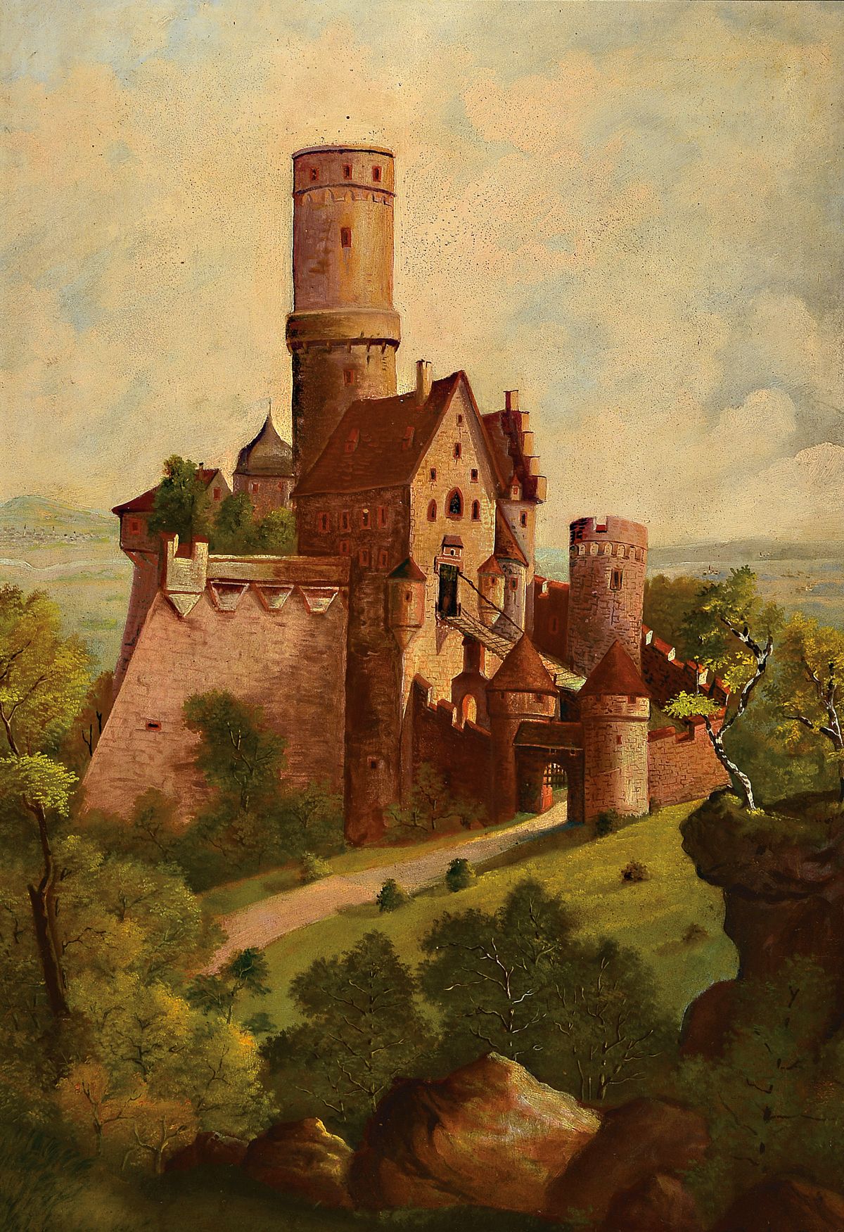 Fritz Bamberger, 1814 Würzburg-1873 Neuenhain/Bad Soden, Mitglied der Akademie München, hier: die mittelalterliche Altenburg bei Bamberg, eines der ...