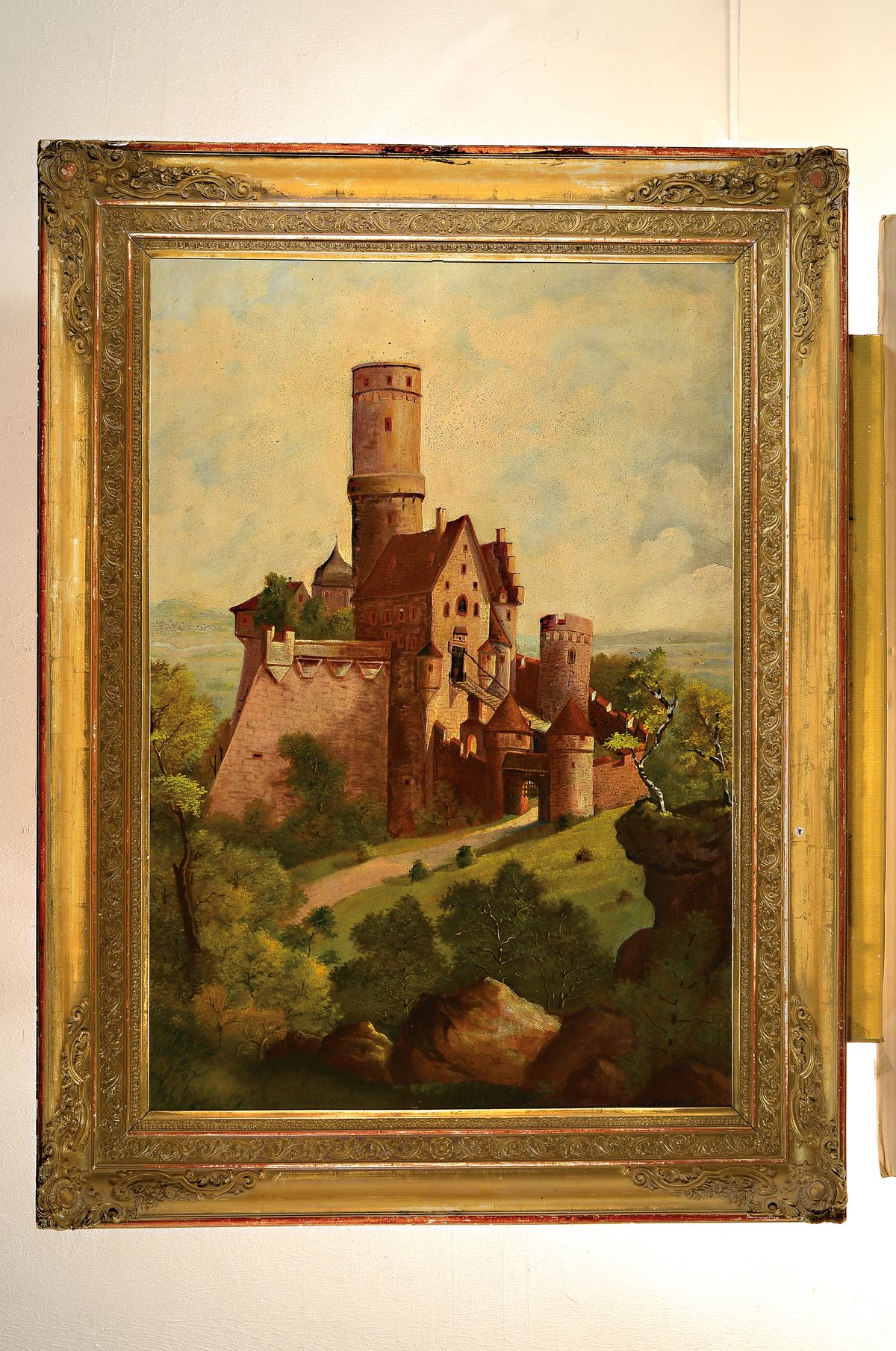 Detail k: Fritz Bamberger, 1814 Würzburg-1873 Neuenhain/Bad Soden, Mitglied der Akademie München, hier: die mittelalterliche Altenburg bei Bamberg, eines der ...