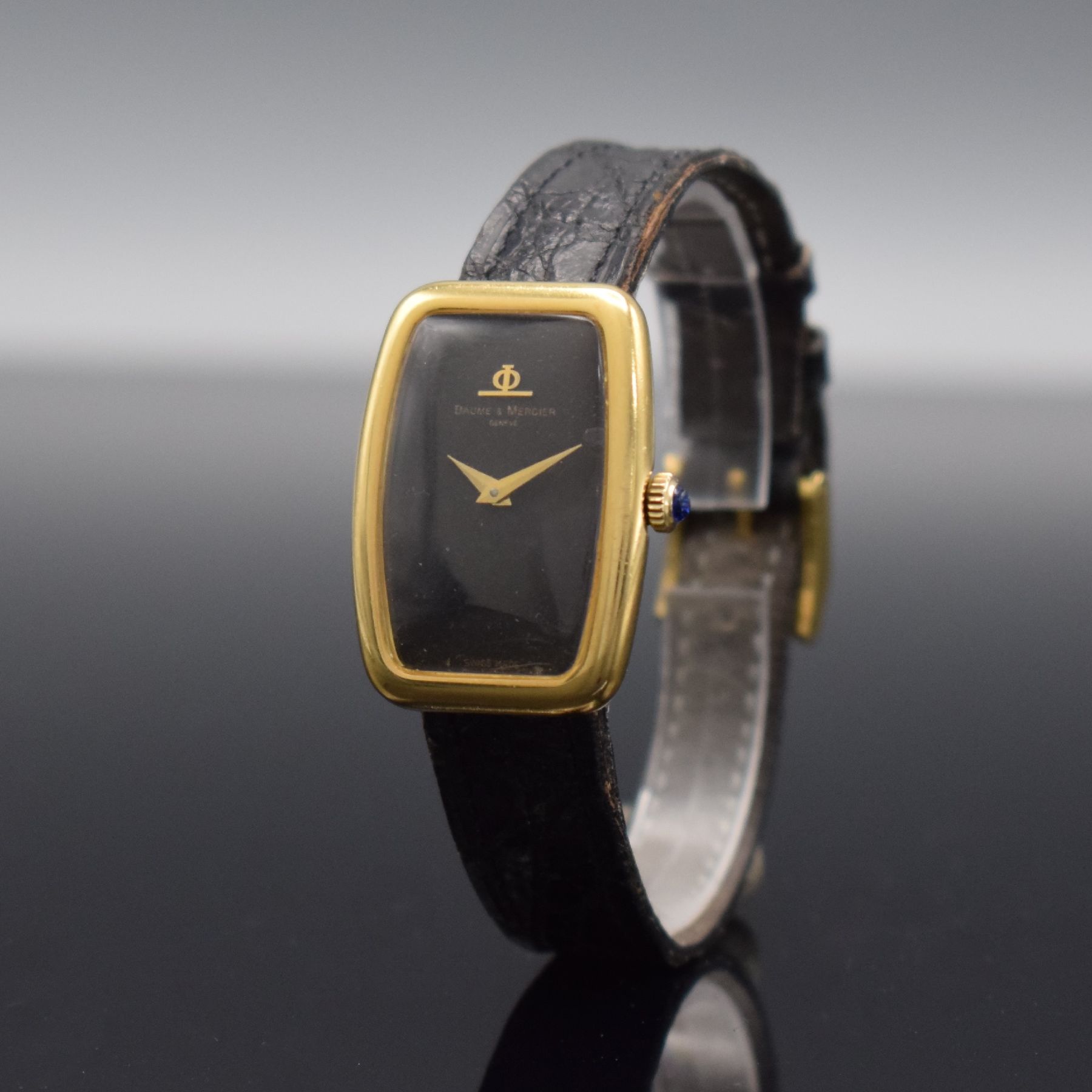 Detail a: BAUME & MERCIER Damenarmbanduhr in GG 750/000 Referenz 38298, Handaufzug, Schweiz um 1975, massives, 2-teil. Geh., Glasrand gegen Boden 4-fach ...