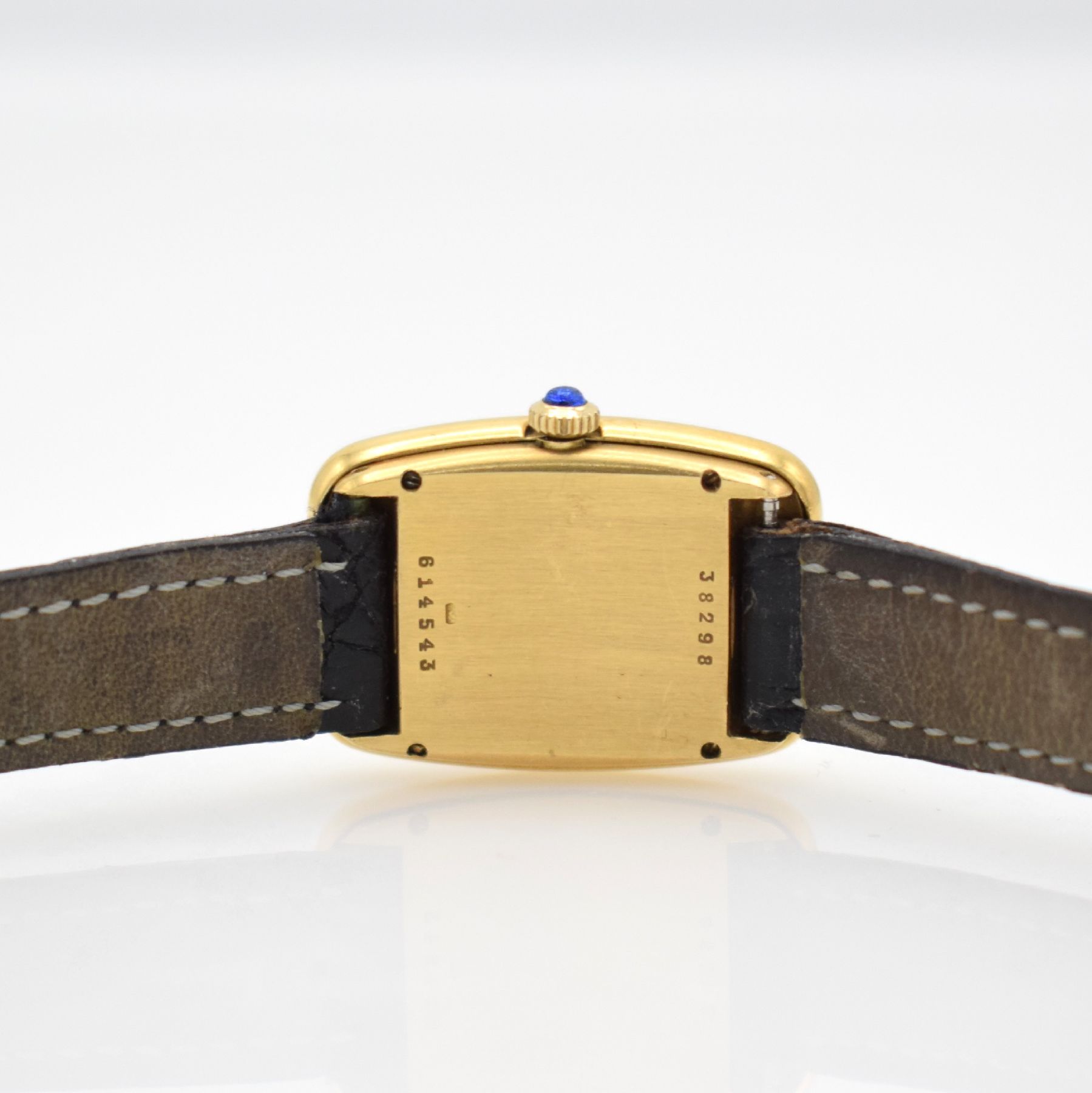 Detail f: BAUME & MERCIER Damenarmbanduhr in GG 750/000 Referenz 38298, Handaufzug, Schweiz um 1975, massives, 2-teil. Geh., Glasrand gegen Boden 4-fach ...