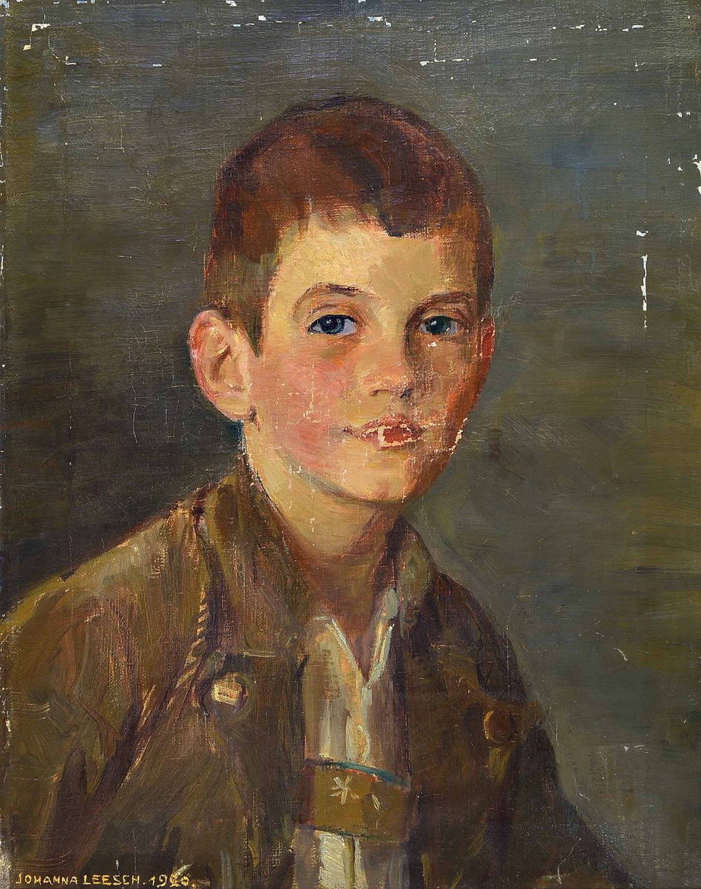 Johanna Leesch, nachgewiesen um 1910-20 in Posen, vgl. Staatsarchiv preussischer Kulturbesitz, hier Porträt eines Jungen, Öl/Lwd, links unten ...