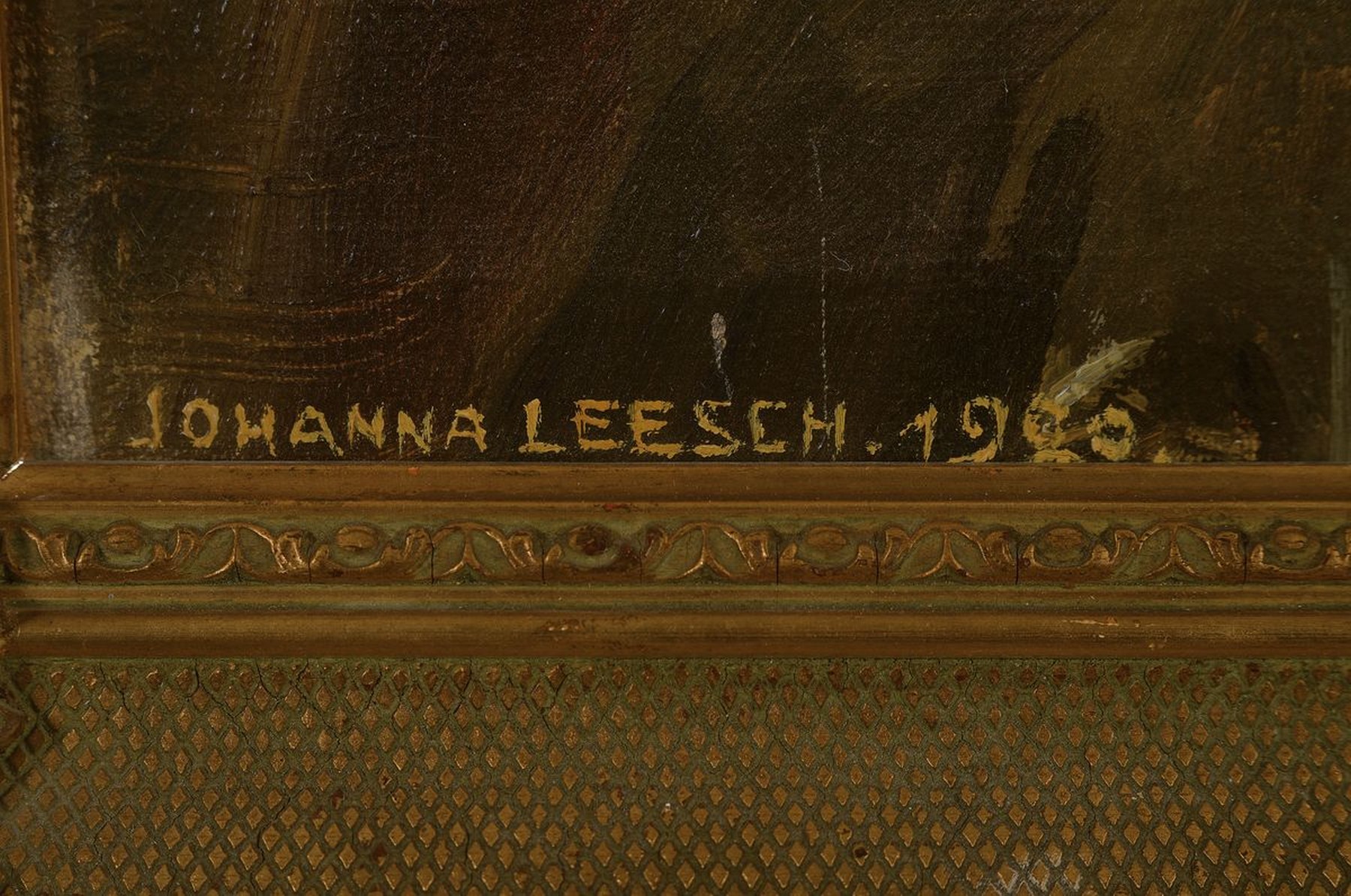 Detail a: Johanna Leesch, nachgewiesen um 1910-20 in Posen, vgl. Staatsarchiv preussischer Kulturbesitz, hier Porträt eines Jungen, Öl/Lwd, links unten ...