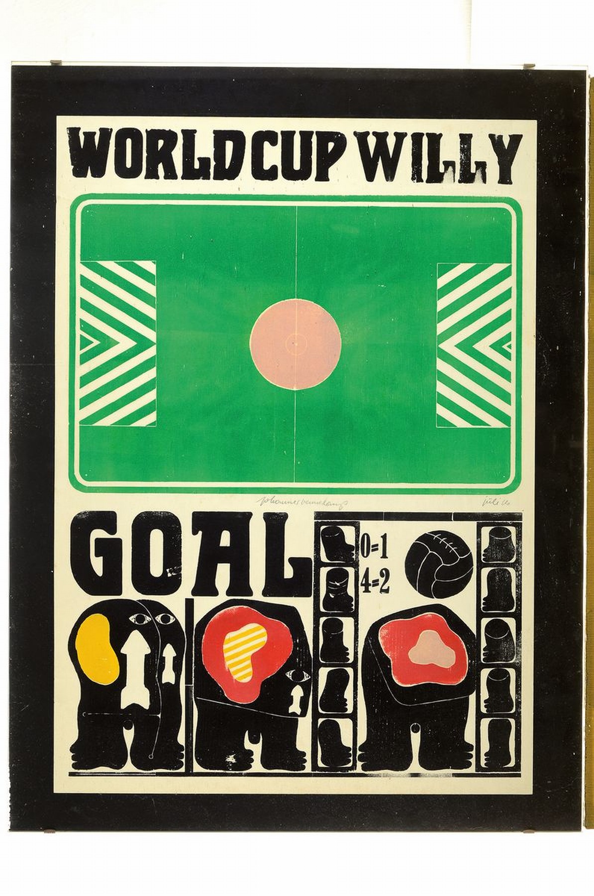 Detail k: Johannes Vennekamp, Worldcup Willy Goal, Grafik, handsigniert und dat. Juli ?, 70 x 50 cm