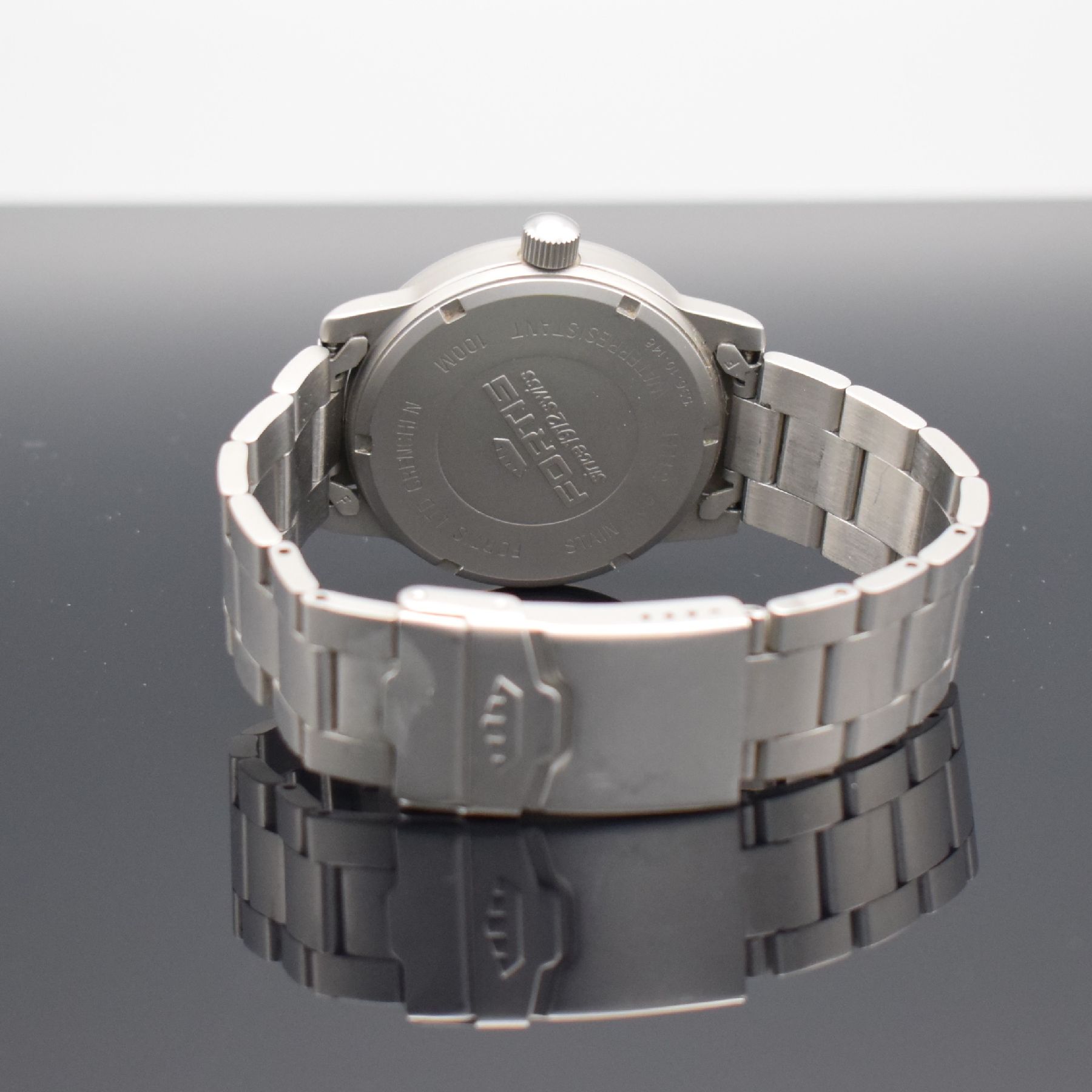 Detail f: FORTIS Herrenarmbanduhr mit 24-Std.-Anzeige in Edelstahl, Schweiz um 1995, Automatik, verschr. Gehäuse inkl. orig. Gliederband m. Faltschl., ...
