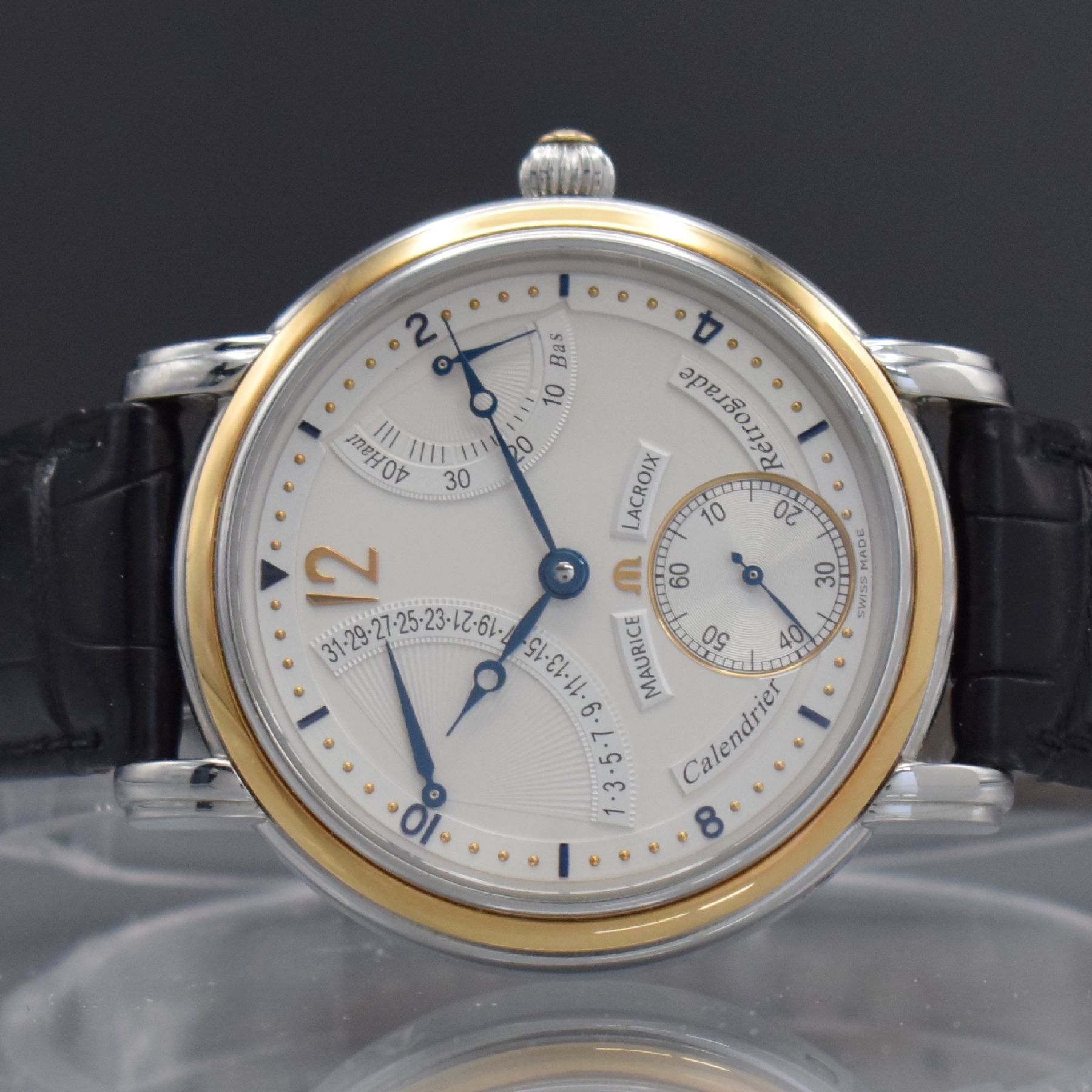 Detail a: MAURICE LACROIX Herrenarmbanduhr aus der Masterpiece Collection Modell Calendrier Rétrograde, Schweiz um 200z, Handaufzug, Ref. MP 7068, ...