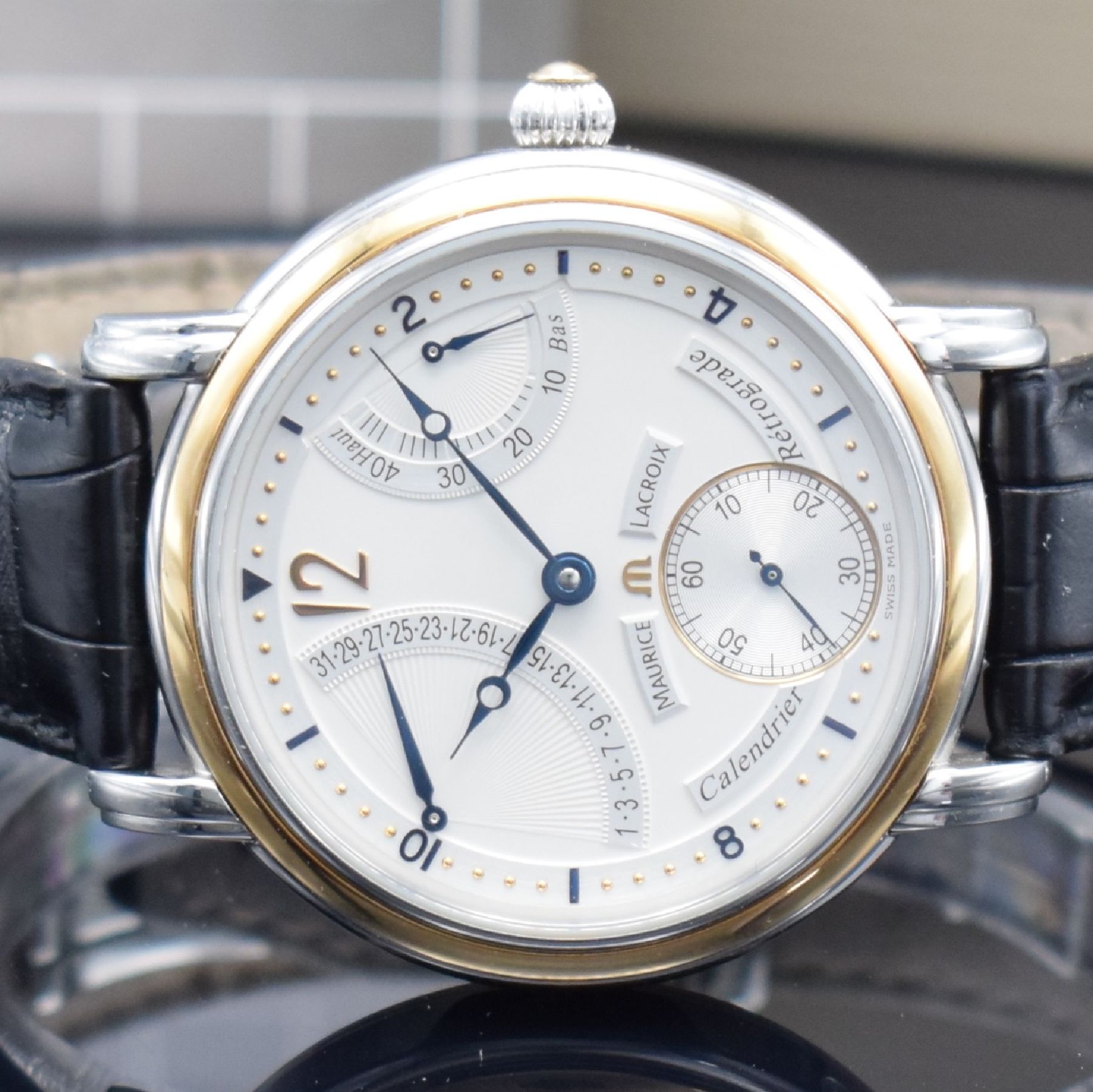 Detail b: MAURICE LACROIX Herrenarmbanduhr aus der Masterpiece Collection Modell Calendrier Rétrograde, Schweiz um 200z, Handaufzug, Ref. MP 7068, ...