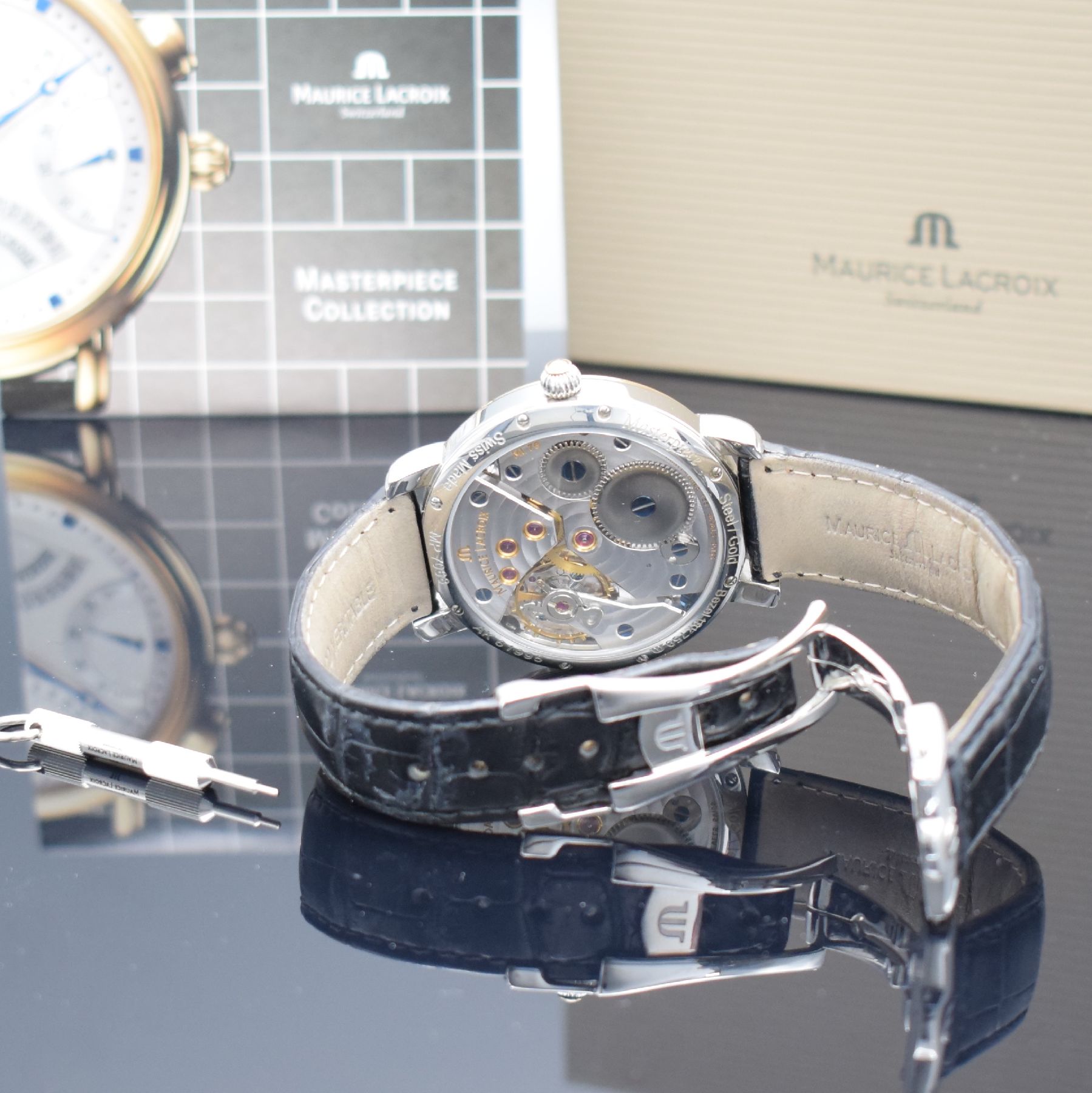 Detail g: MAURICE LACROIX Herrenarmbanduhr aus der Masterpiece Collection Modell Calendrier Rétrograde, Schweiz um 200z, Handaufzug, Ref. MP 7068, ...