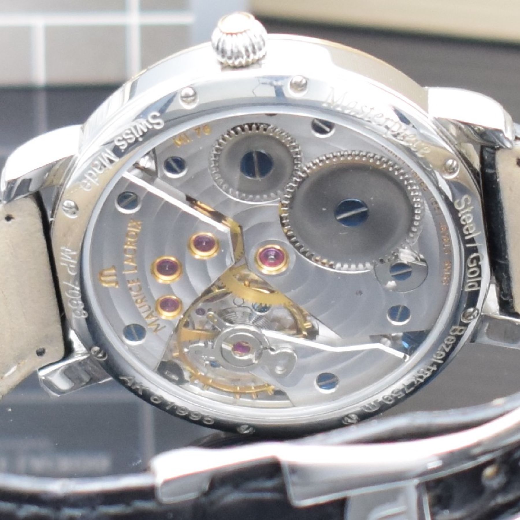 Detail h: MAURICE LACROIX Herrenarmbanduhr aus der Masterpiece Collection Modell Calendrier Rétrograde, Schweiz um 200z, Handaufzug, Ref. MP 7068, ...