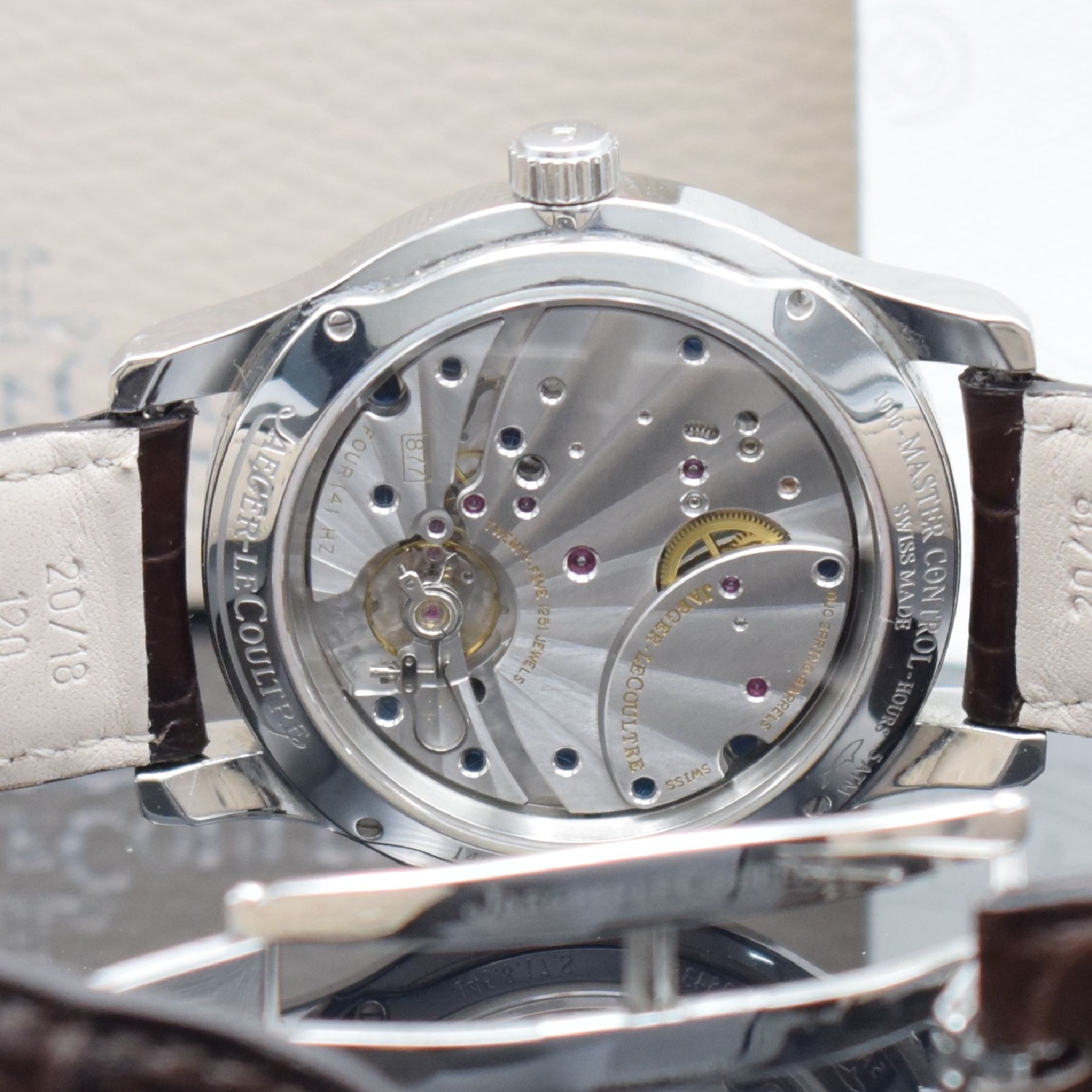 Detail g: Jaeger-LeCoultre Master Eight Days Herrenarmbanduhr in Stahl, Schweiz verk. lt. beil. Pap. 04/2008, Handaufzug, Ref. Q 1608420/146.8.17S, beids. ...
