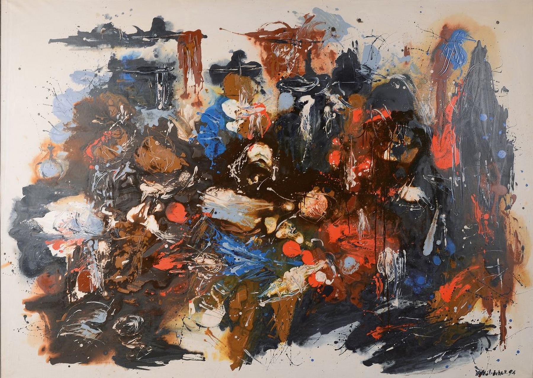Alexander Melnichuk, zeitgen. Moskauer Künstler, Abstrakte Komposition, Öl/Lwd, rechts unten signiert und dat. 94, rückseitig betitelt, ca. ...