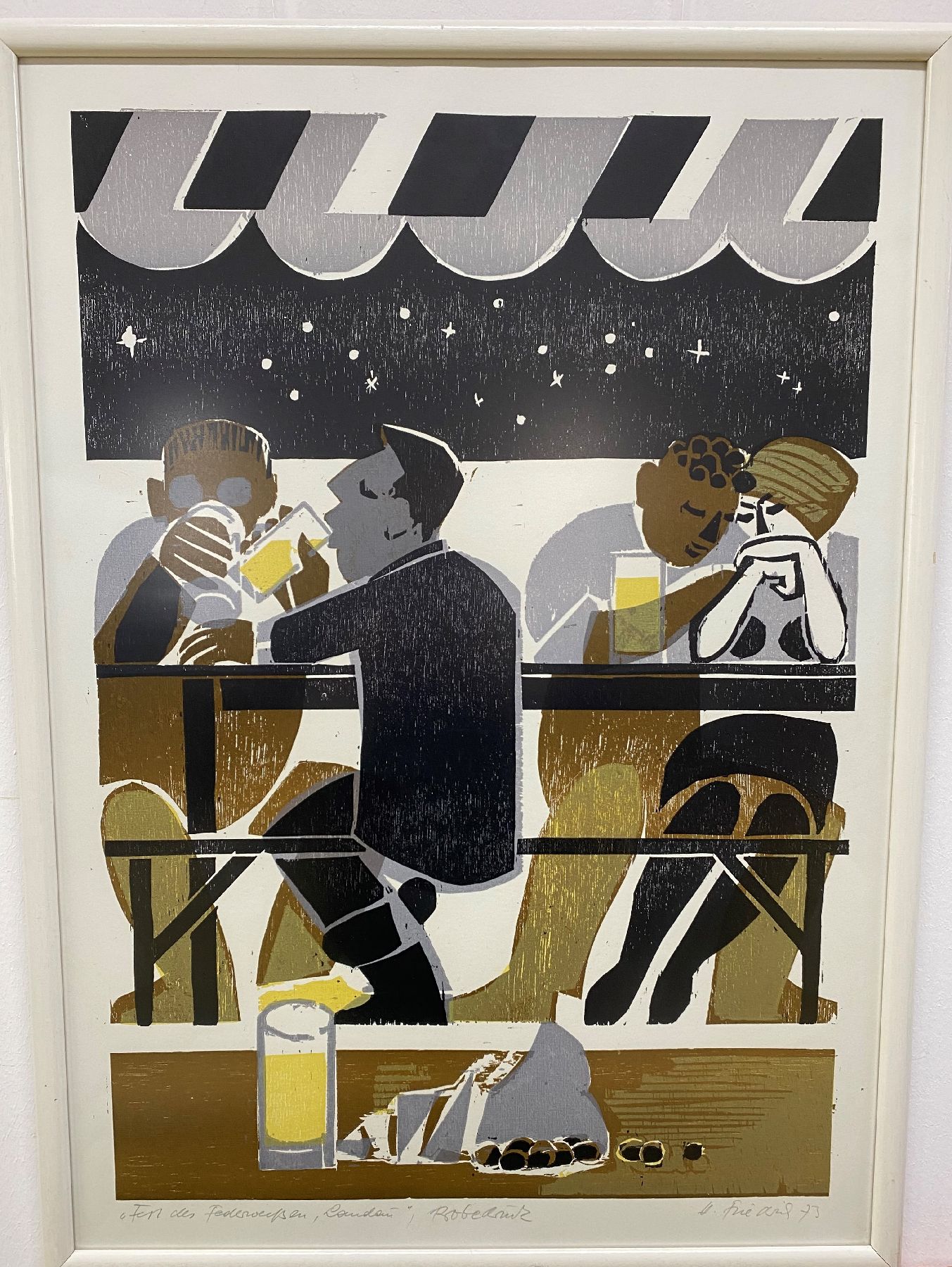 Detail b: Heinz Friedrich, 1924-2018 Schwetzingen, Farbholzschnit von 1973, Billigheimer Purzelmarkt, handsigniert, dat., betitelt und bez. e.A., ca. 63x43cm, ...