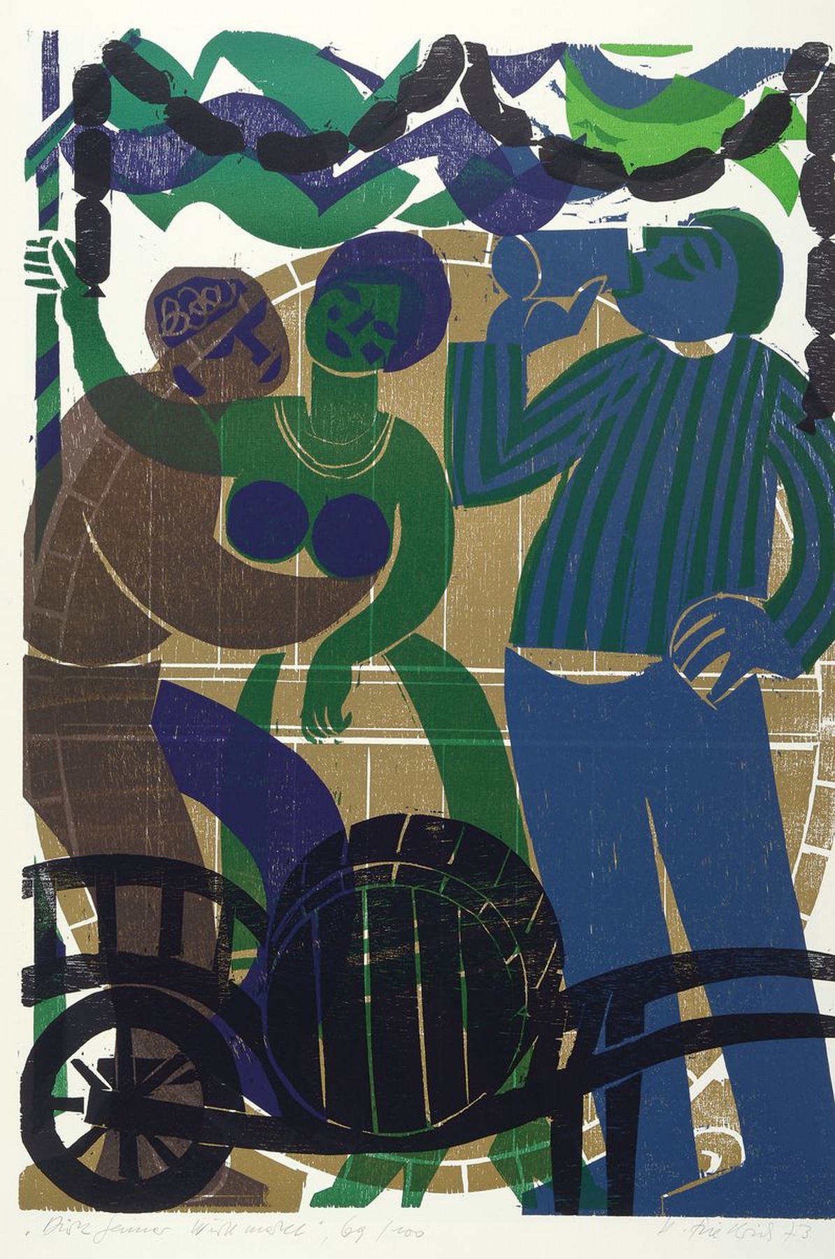Detail c: Heinz Friedrich, 1924-2018 Schwetzingen, Fröhlich Pfalz, Sieben pfälzer Feste dargestellt in farbigen Holzschnitten, 1973, Mappe mit 7 ...