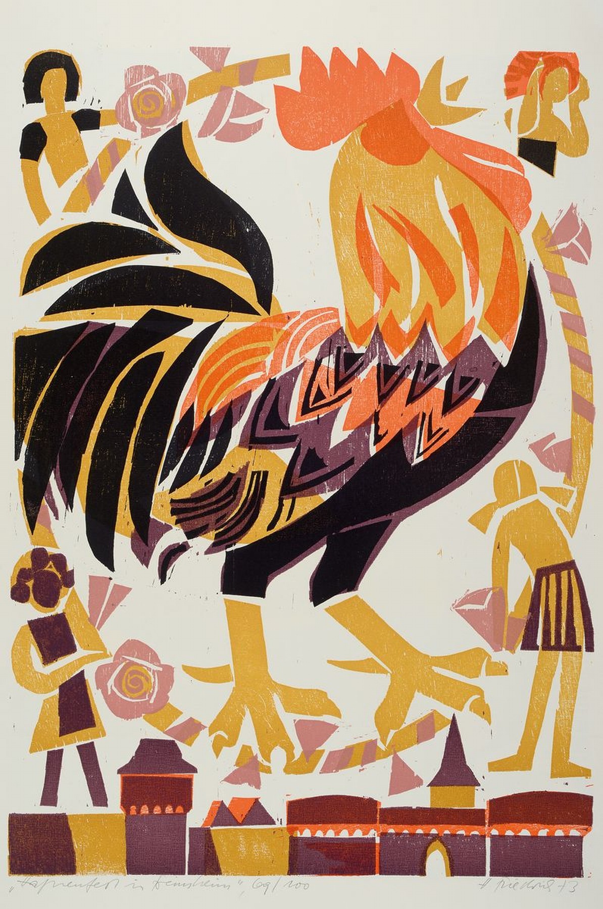 Detail e: Heinz Friedrich, 1924-2018 Schwetzingen, Fröhlich Pfalz, Sieben pfälzer Feste dargestellt in farbigen Holzschnitten, 1973, Mappe mit 7 ...