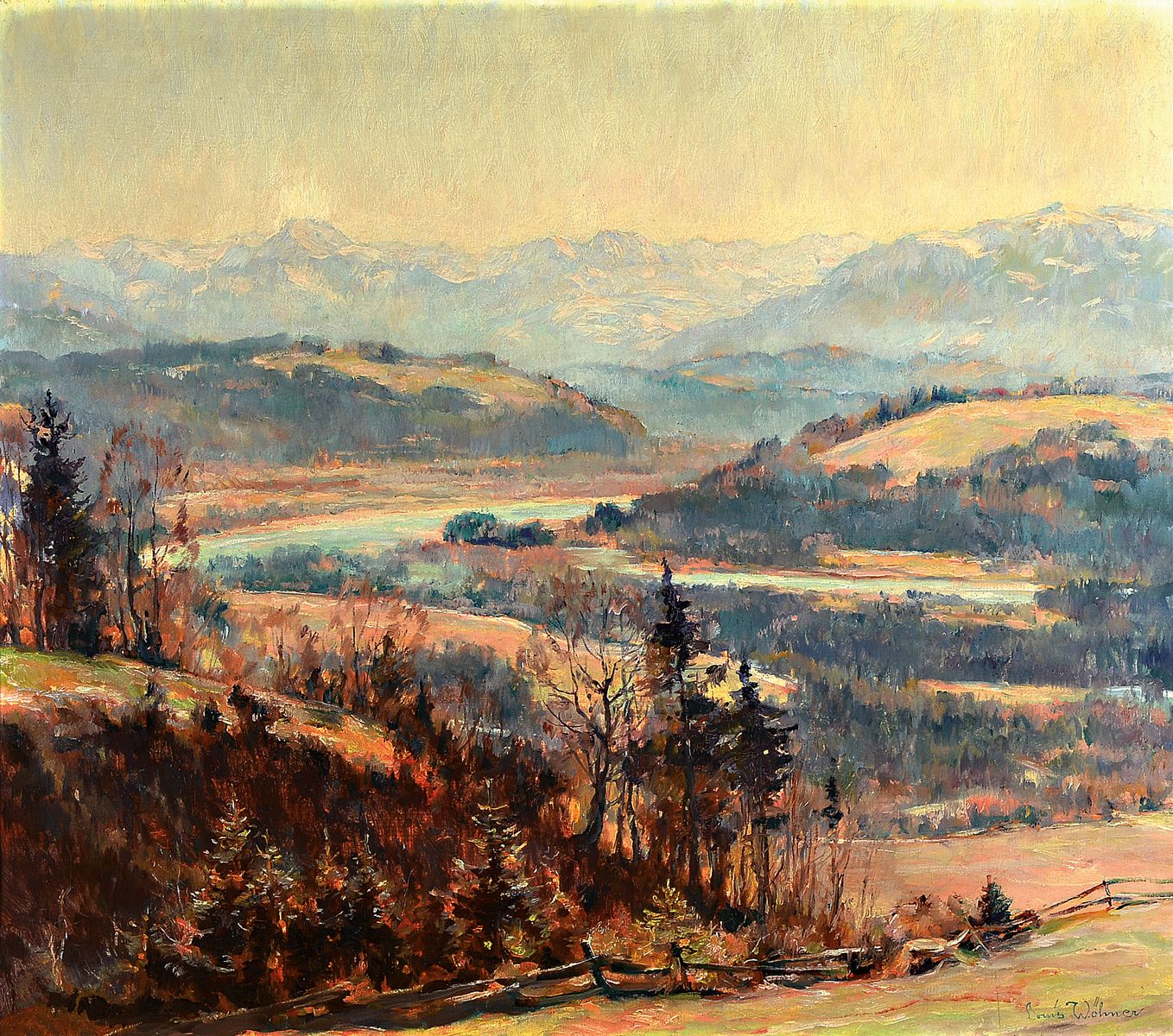 Louis Wöhner, 1888 Coburg-1958 München, Studium an der Akadmeie München, ab 1920 im Münchener Glaspalast vertreten, hier: Isartal bei Bad Tölz, ...