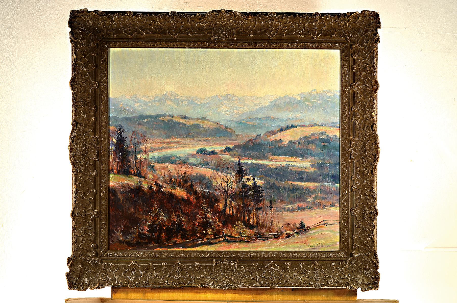 Detail k: Louis Wöhner, 1888 Coburg-1958 München, Studium an der Akadmeie München, ab 1920 im Münchener Glaspalast vertreten, hier: Isartal bei Bad Tölz, ...