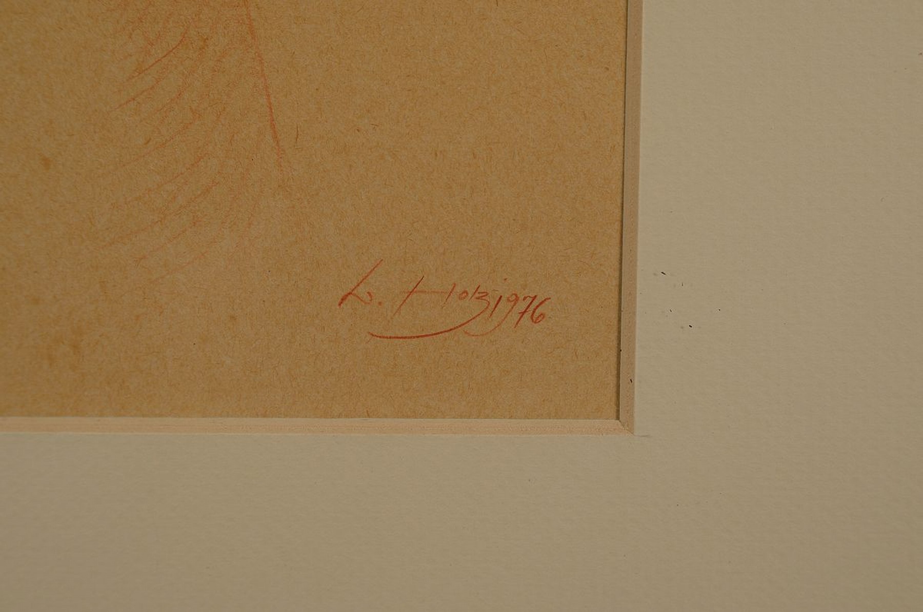 Detail a: Werner Holz, 1948 Grünstadt-1991 Ludwigshafen, namhafter Vertreter des Phantastischen Realismus, Morgendämmerung-Baudelaire, Rötelzeichnung auf ...